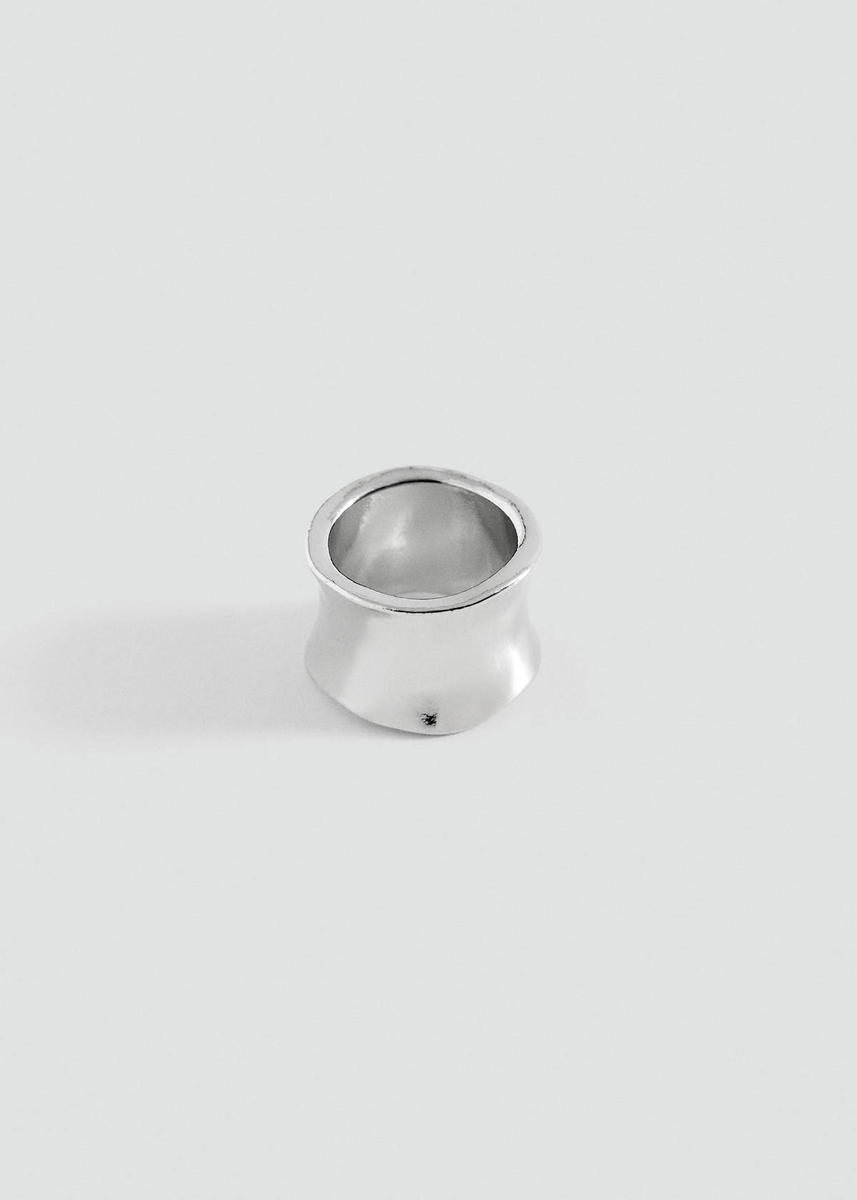 Wide metal ring with an irregular finish — Silver