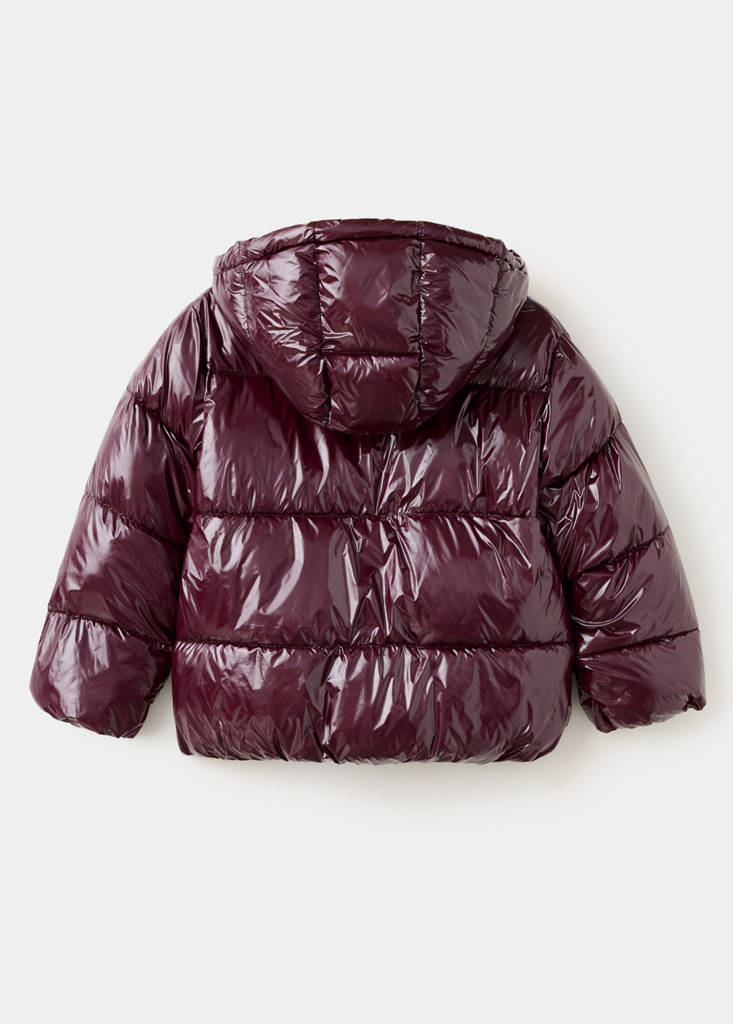 Shiny quilted anorak — Maroon