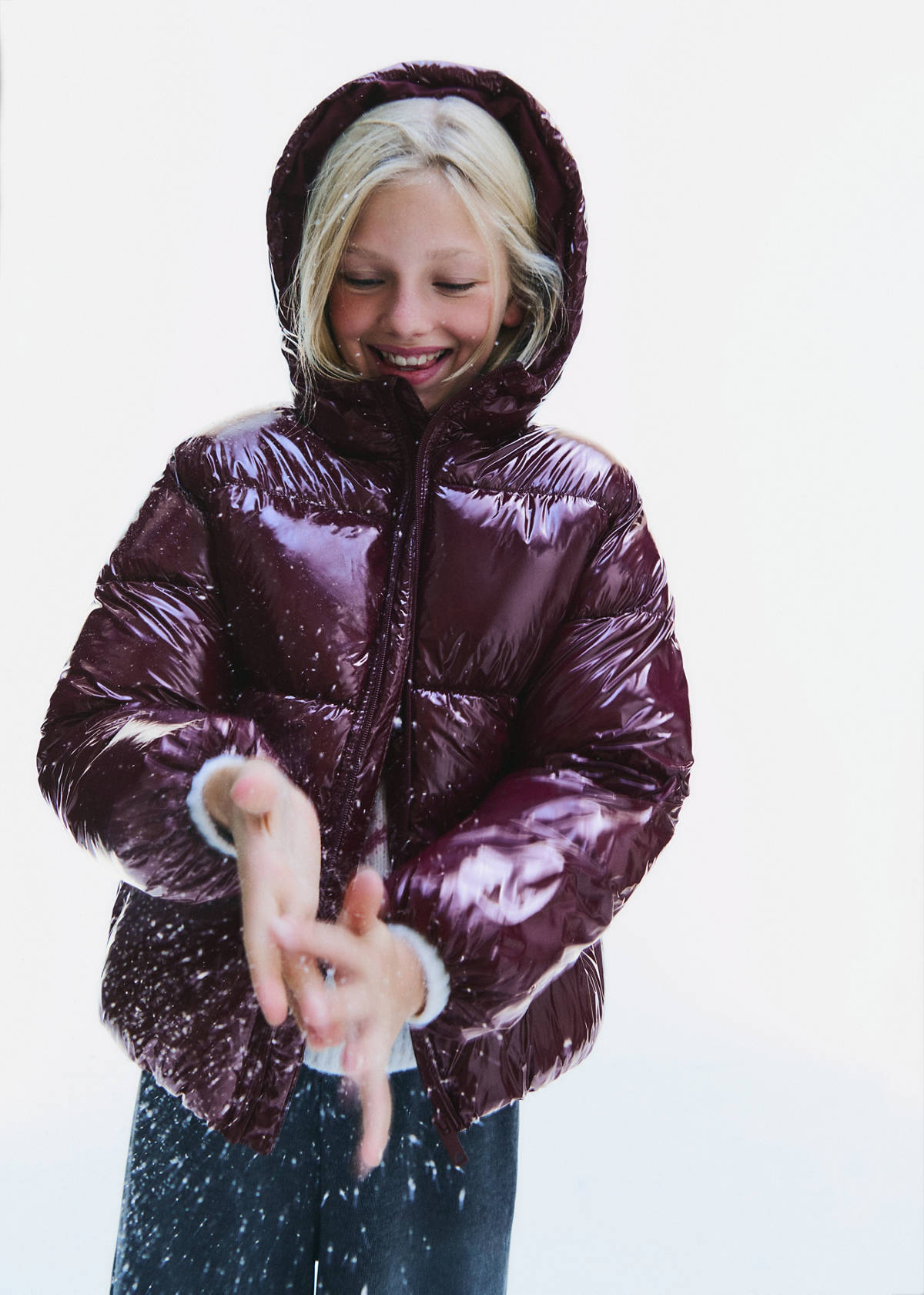 Shiny quilted anorak — Maroon