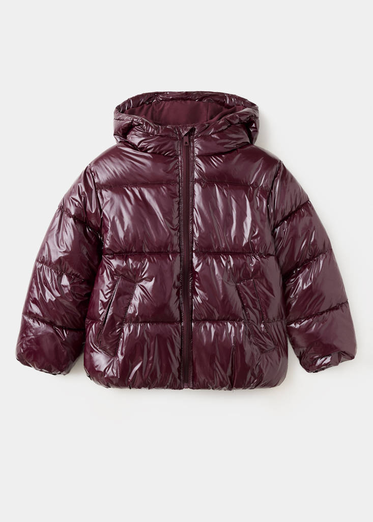 Shiny quilted anorak — Maroon