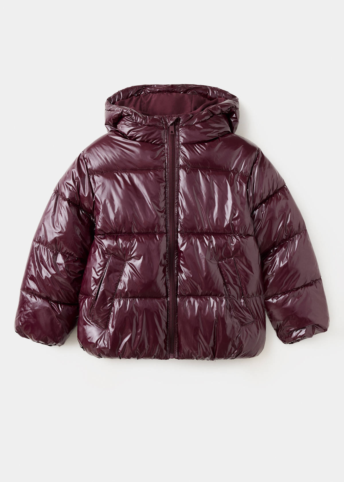Shiny quilted anorak — Maroon