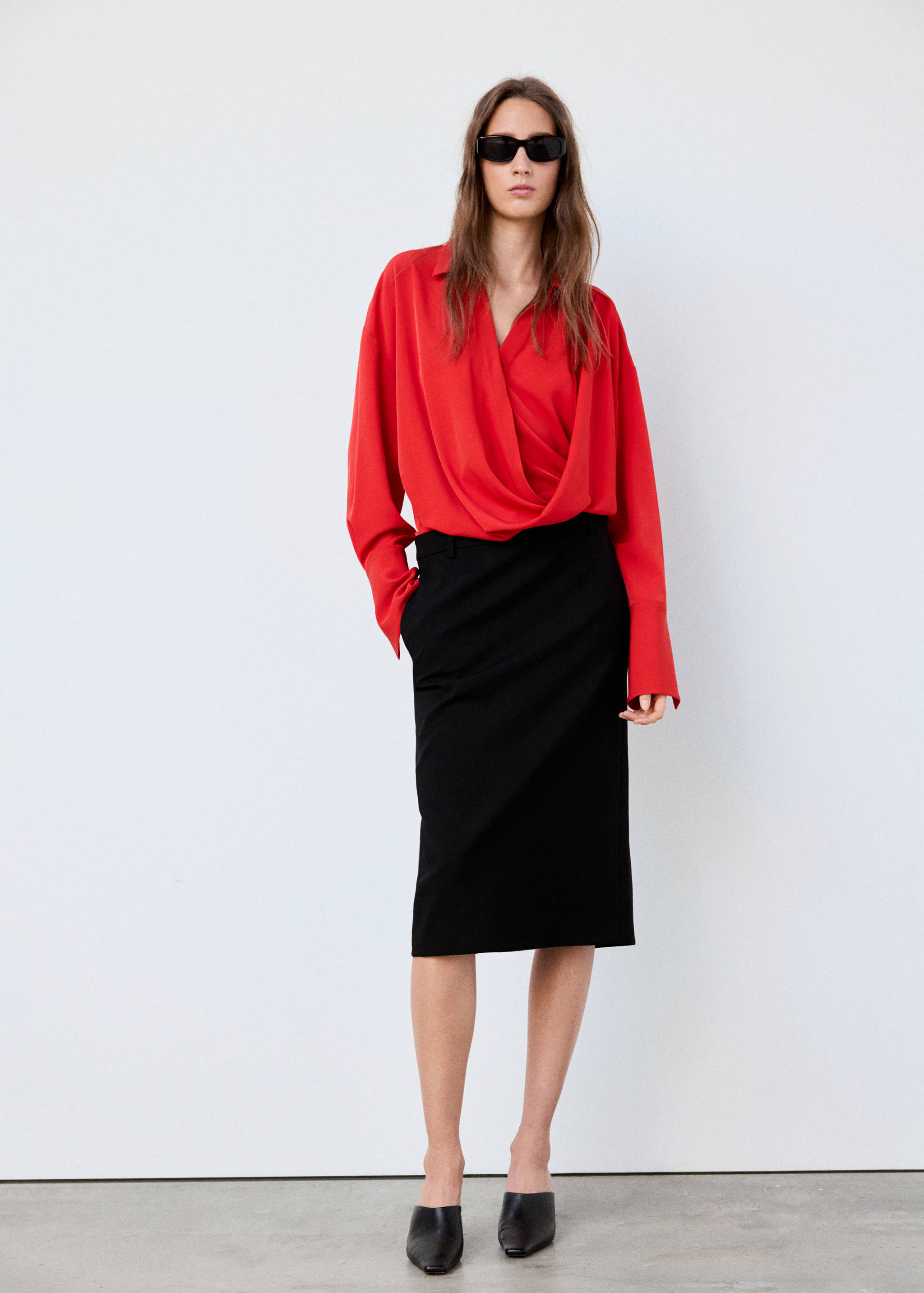 Mango Drape yaka gömlek görsel 2