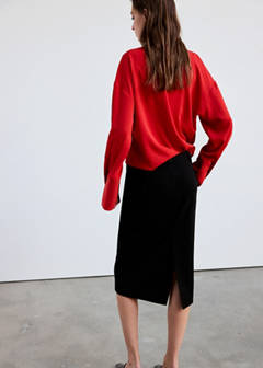 Draped-neck shirt — Red 3