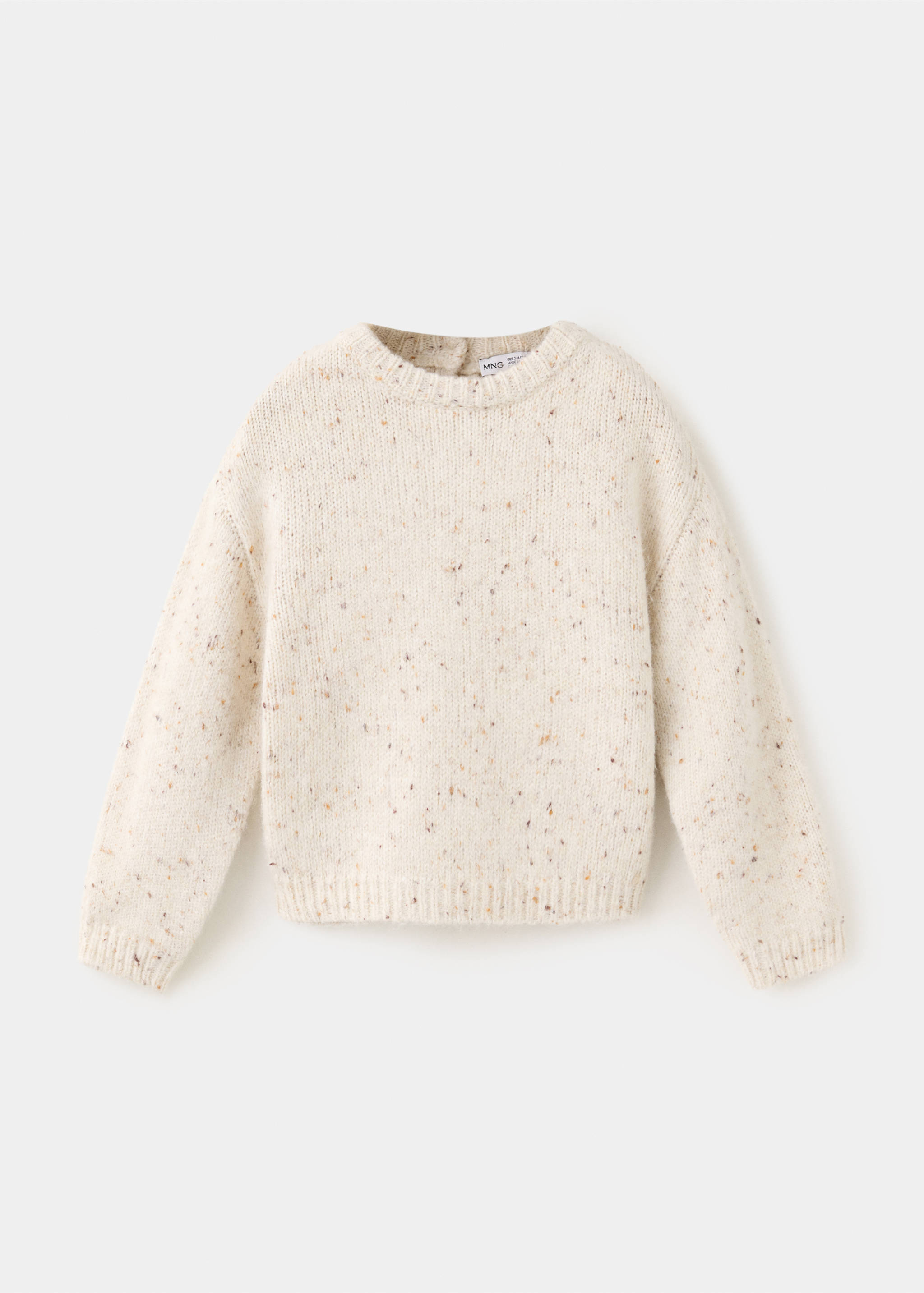 Off-white speckled knit jersey with a round neck and long sleeves., Beige. Ref: 37057124-00.