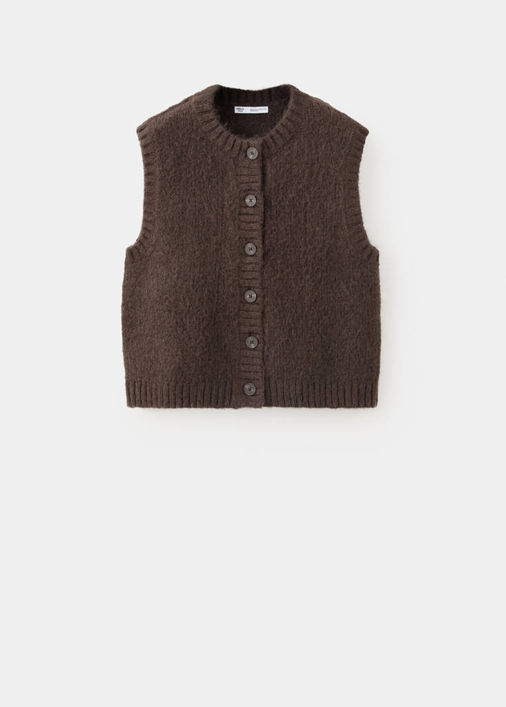Knitted gilet with buttons - thumbnail 4