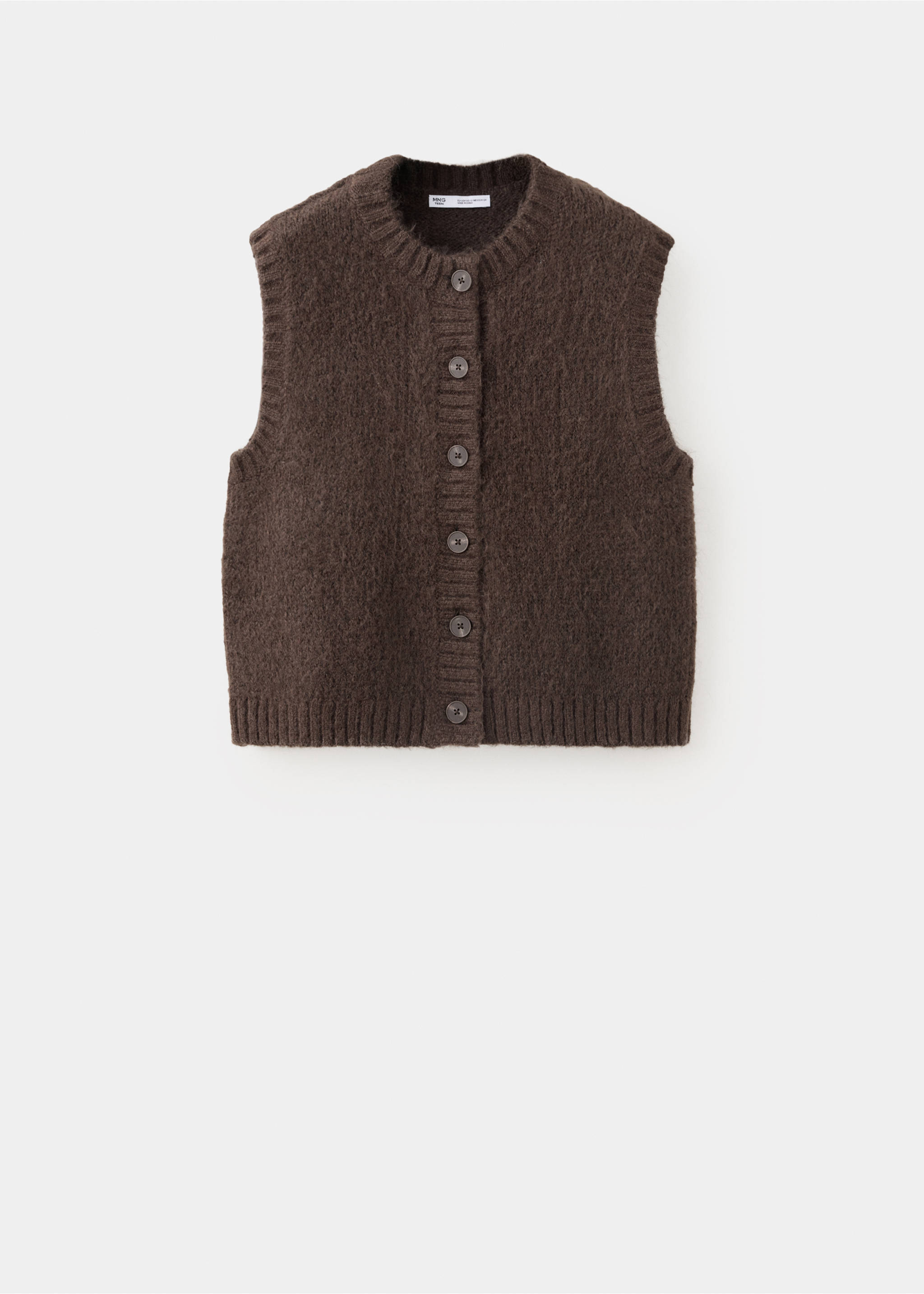 Knitted gilet with buttons - Article without model, Brown. Ref: 37057125-00.