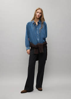 Wide-leg jeans with crossover closure — Black denim 2