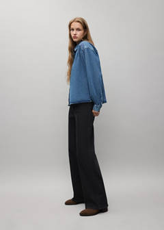 Wide-leg jeans with crossover closure — Black denim 1