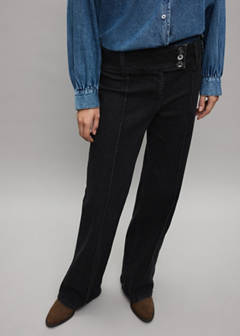 Wide-leg jeans with crossover closure — Black denim 3