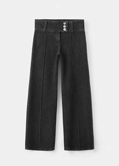 Wide-leg jeans with crossover closure — Black denim 5