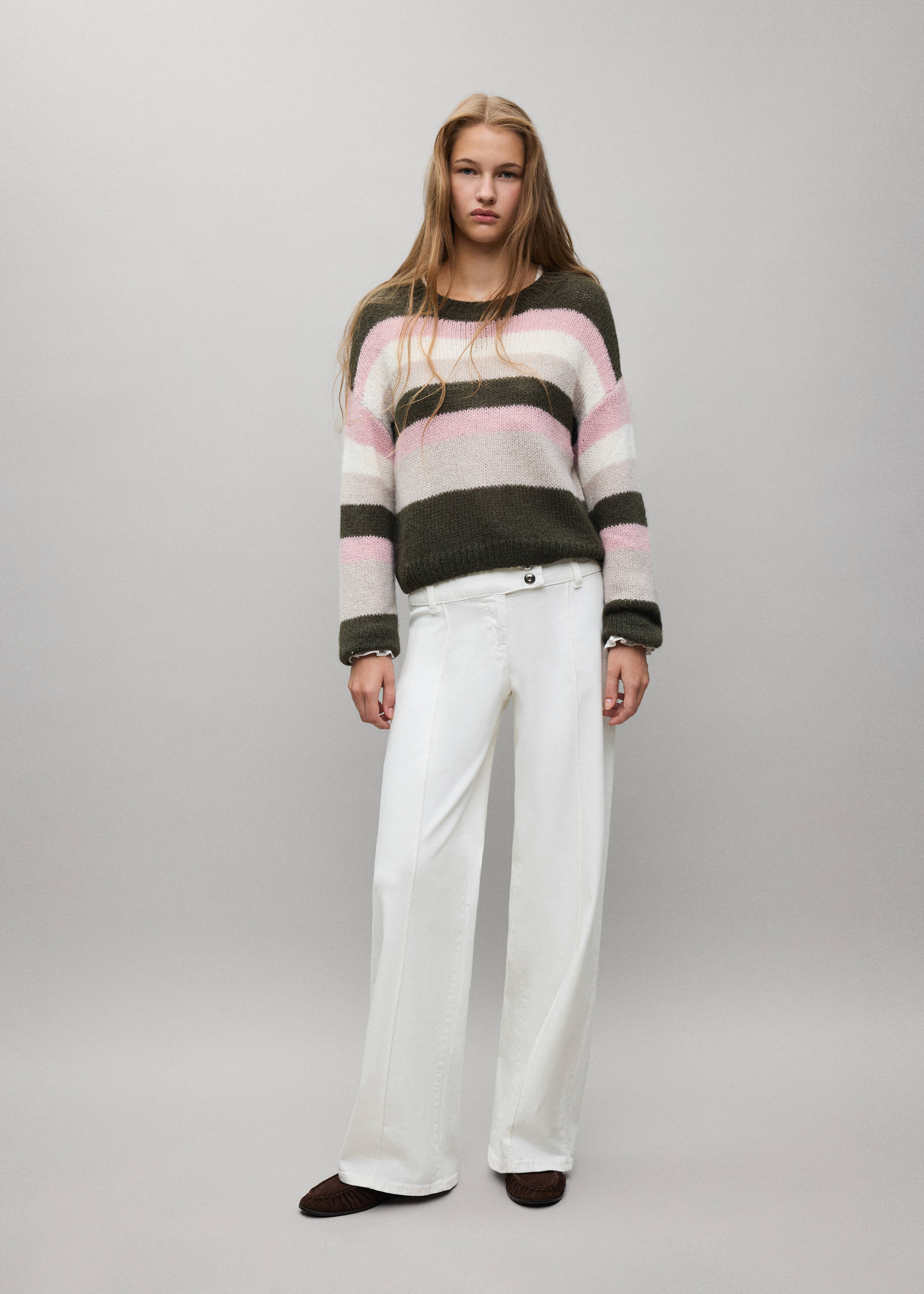 Jean wide leg avec détail boutons - Plan général