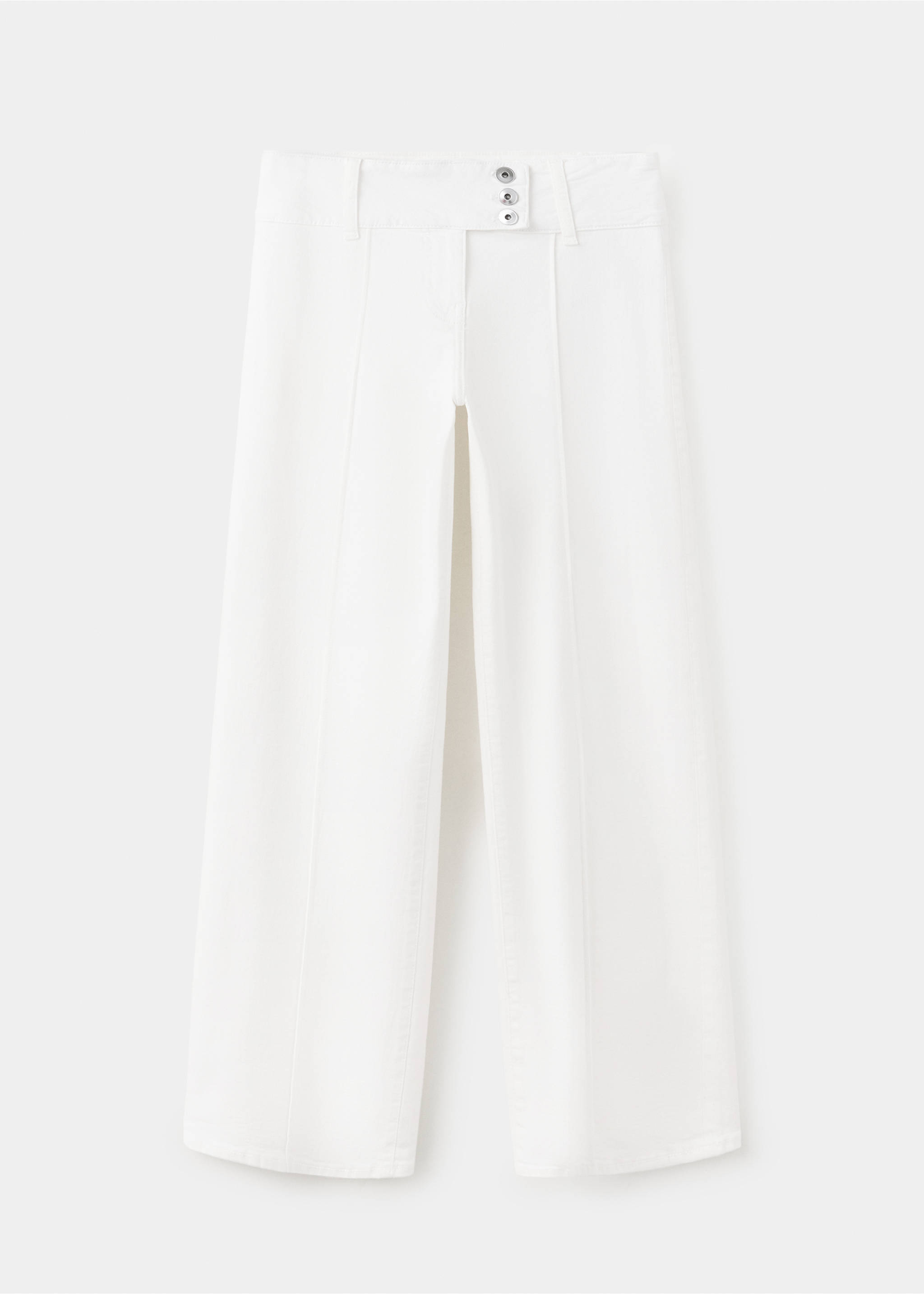 Jean wide leg avec détail boutons - Article sans modèle, Blanc cassé. Ref: 37057129-00.