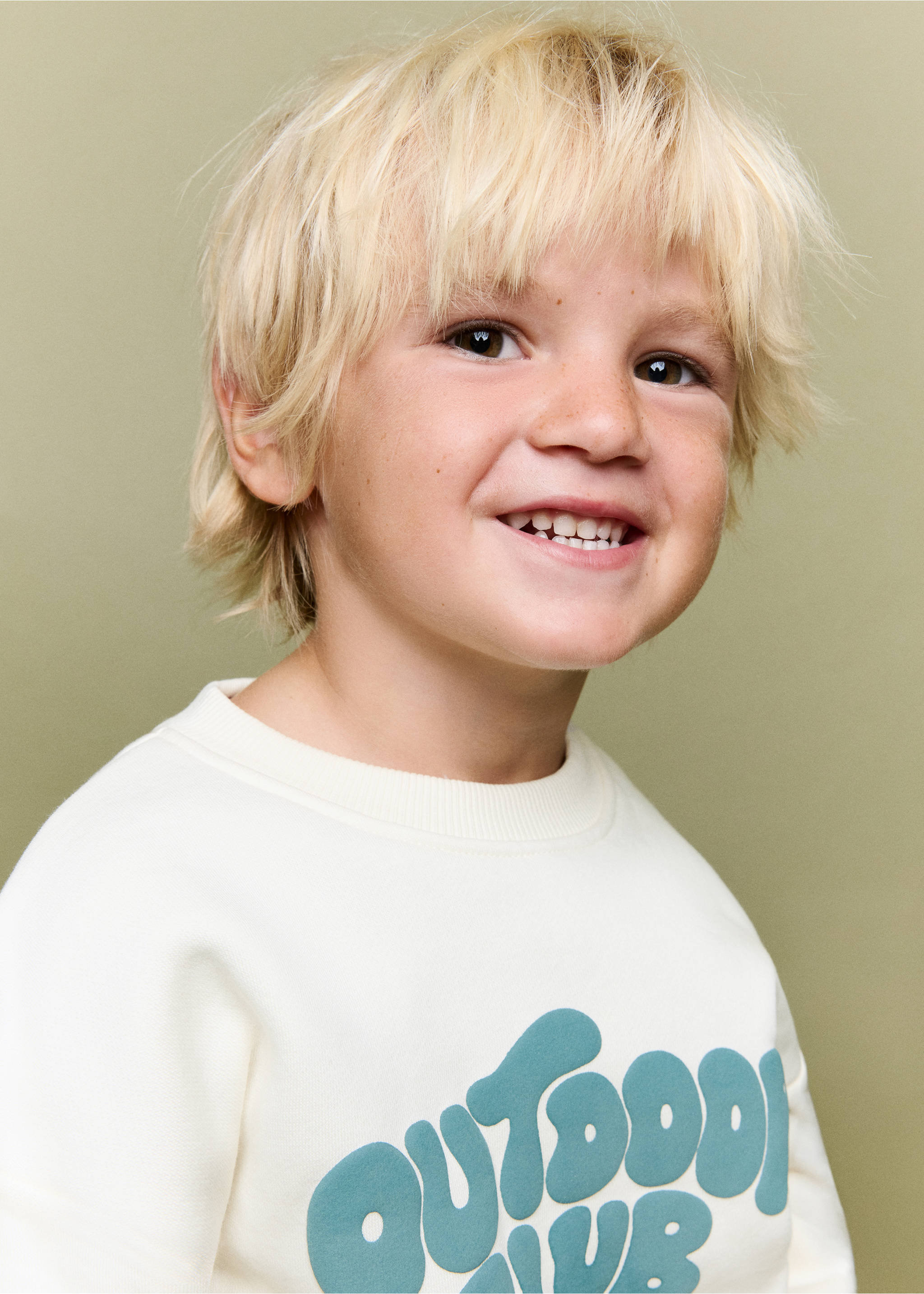 Printed cotton sweatshirt - Details of the article 1, Aqua Green. Ref: 37057131-00.