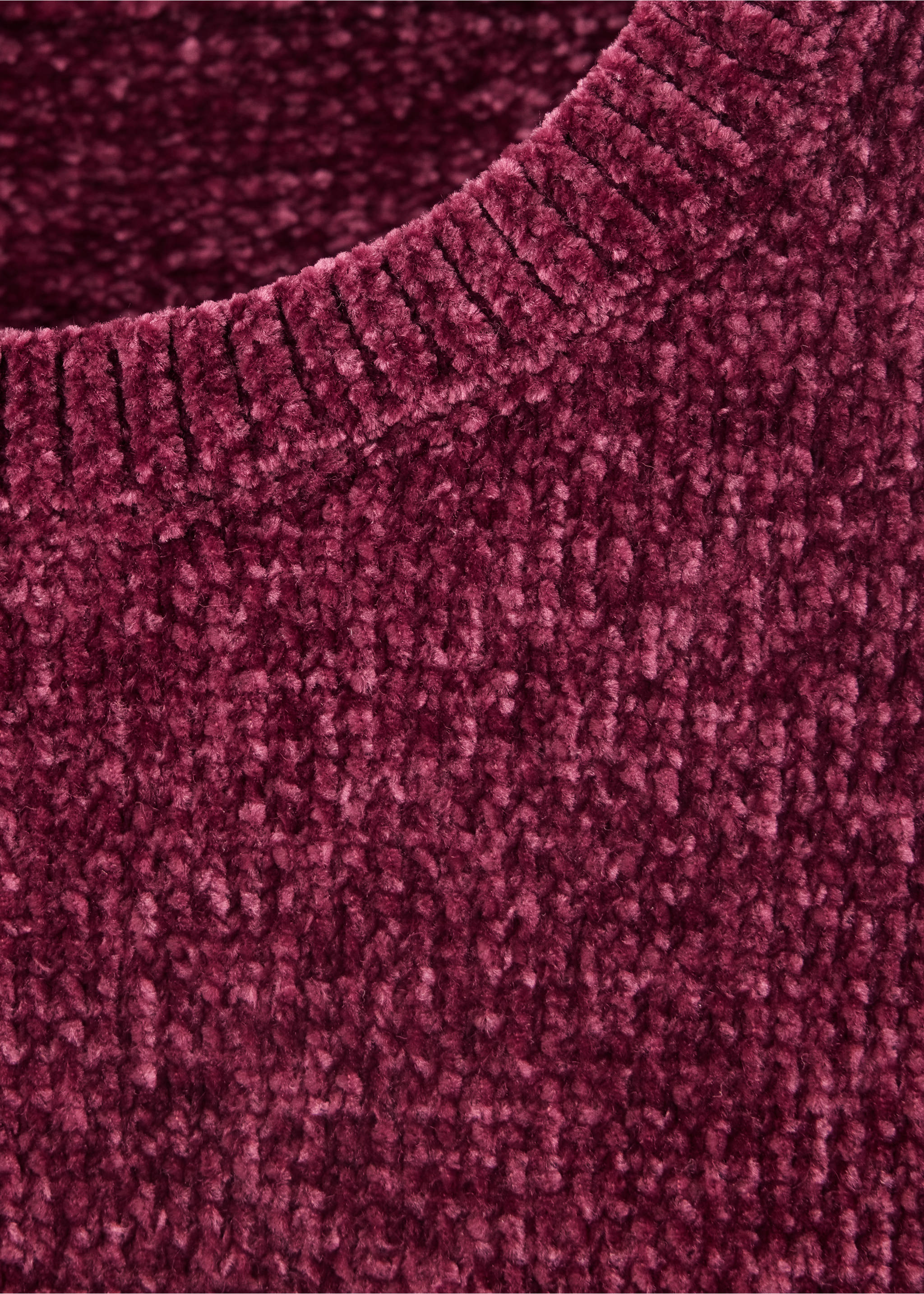 Chenille knit sweater - Details of the article 8, Burgundy. Ref: 37057134-00.
