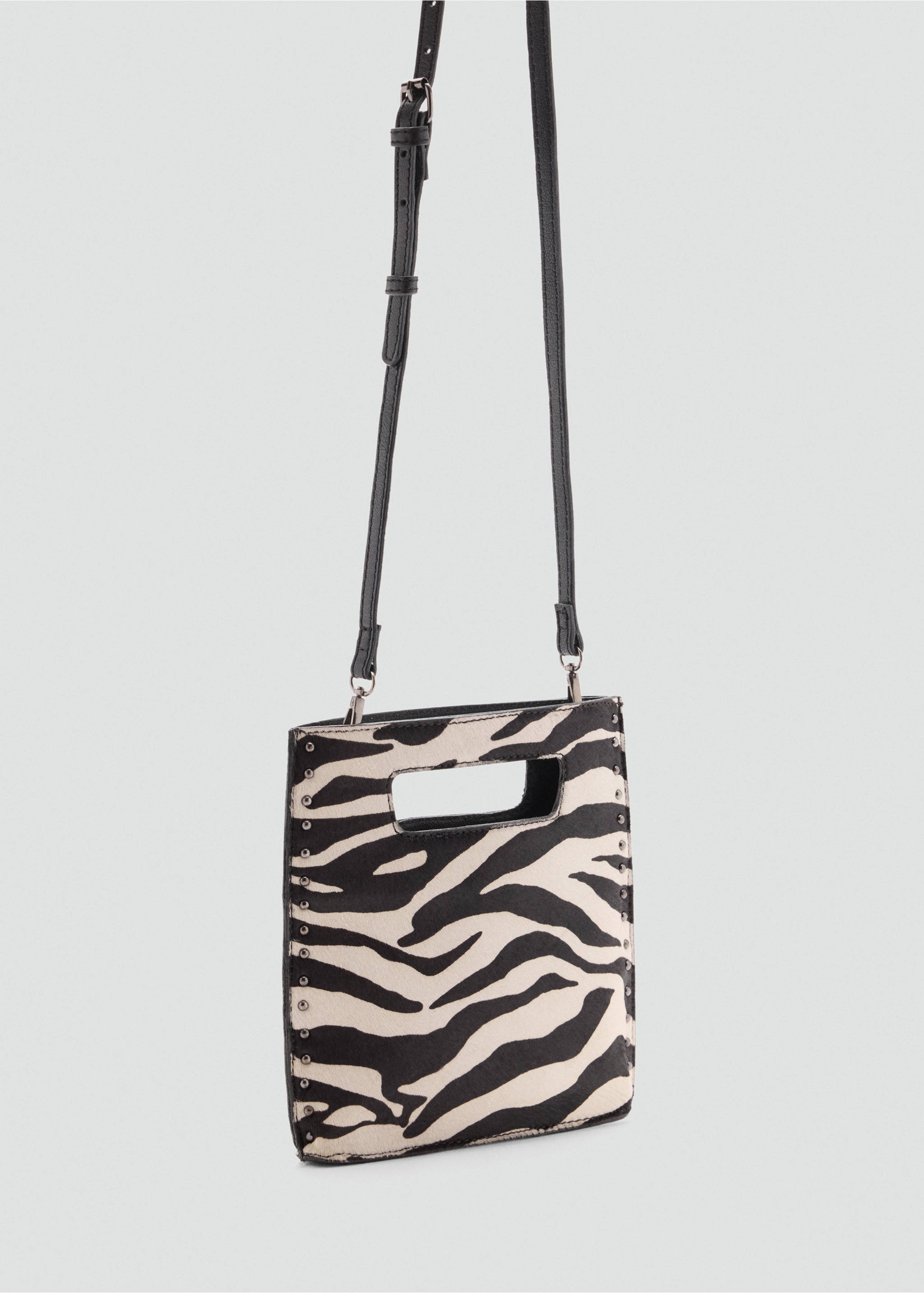 Mini zebra-print leather bag - Medium plane, White. Ref: 37057135-00.