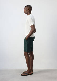 Regular fit 100% linen Bermuda shorts — Dark Green 5