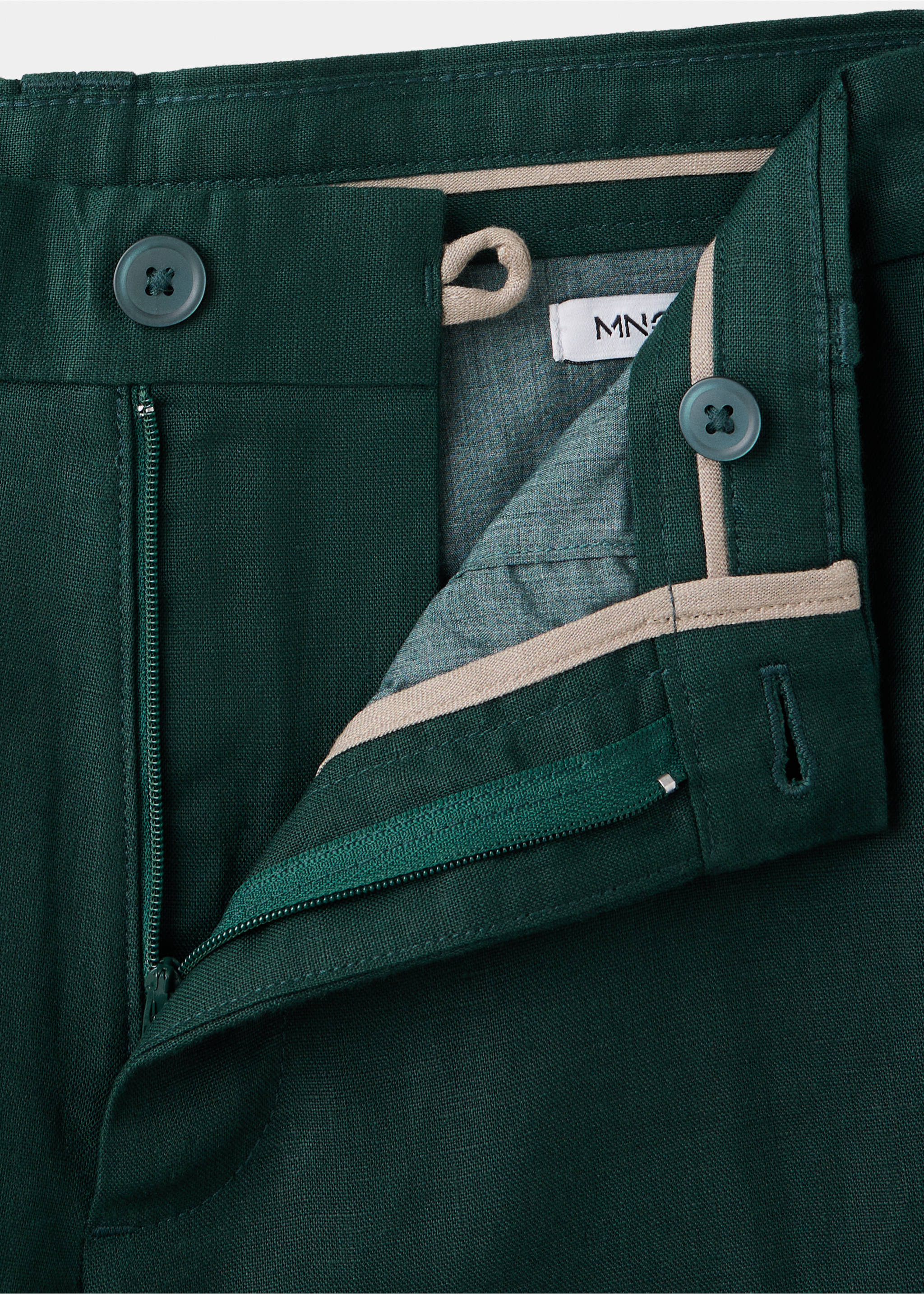 Bermuda regular-fit 100 % lin - Détail de l'article 8, Vert foncé. Ref: 37057772-00.
