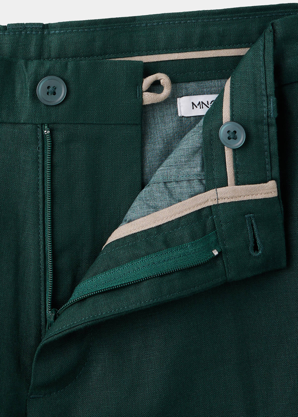 Regular fit 100% linen Bermuda shorts — Dark Green