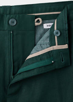 Regular fit 100% linen Bermuda shorts — Dark Green 8