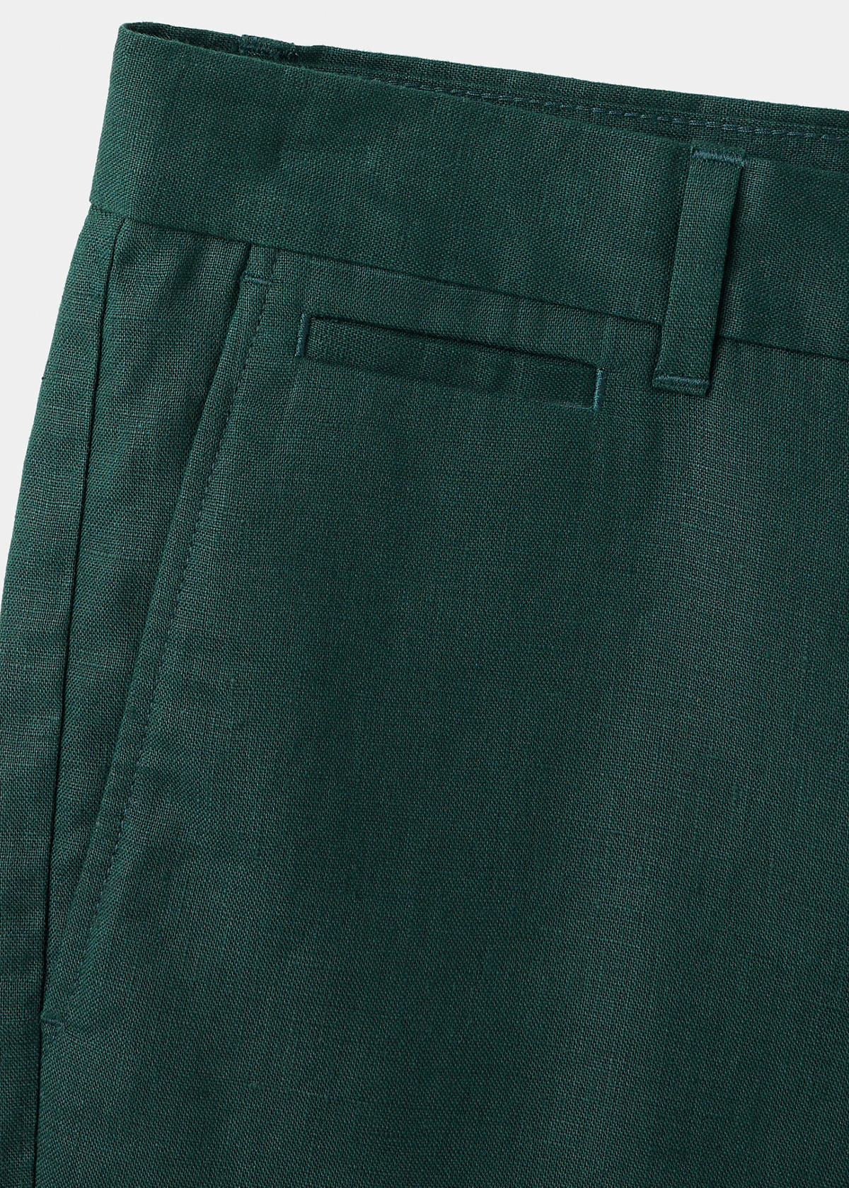 Regular fit 100% linen Bermuda shorts — Dark Green