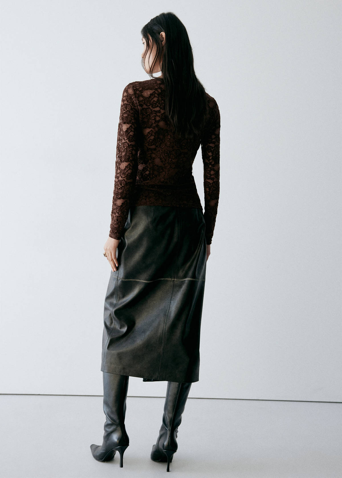 Velvet lace top — Brown