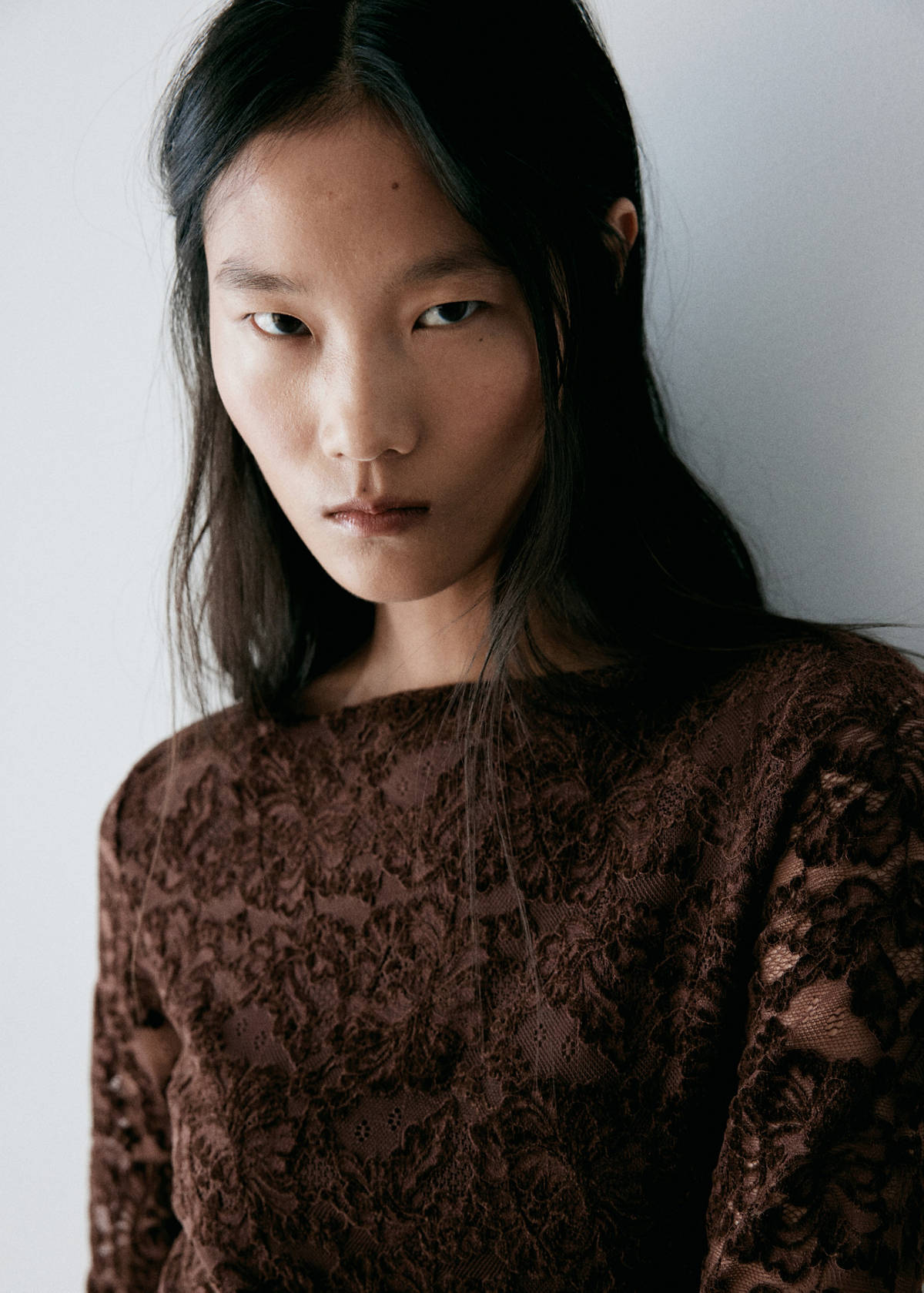 Velvet lace top — Brown