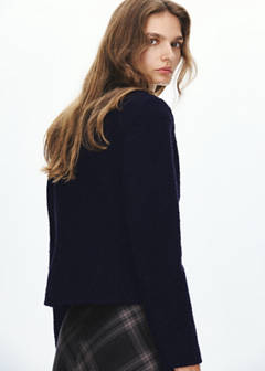 Textured jacket with jewel buttons — Navy 3