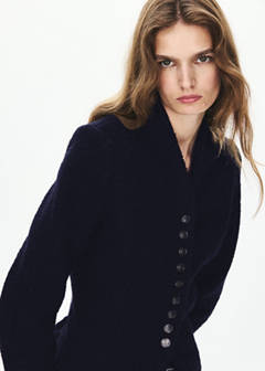 Textured jacket with jewel buttons — Navy 4