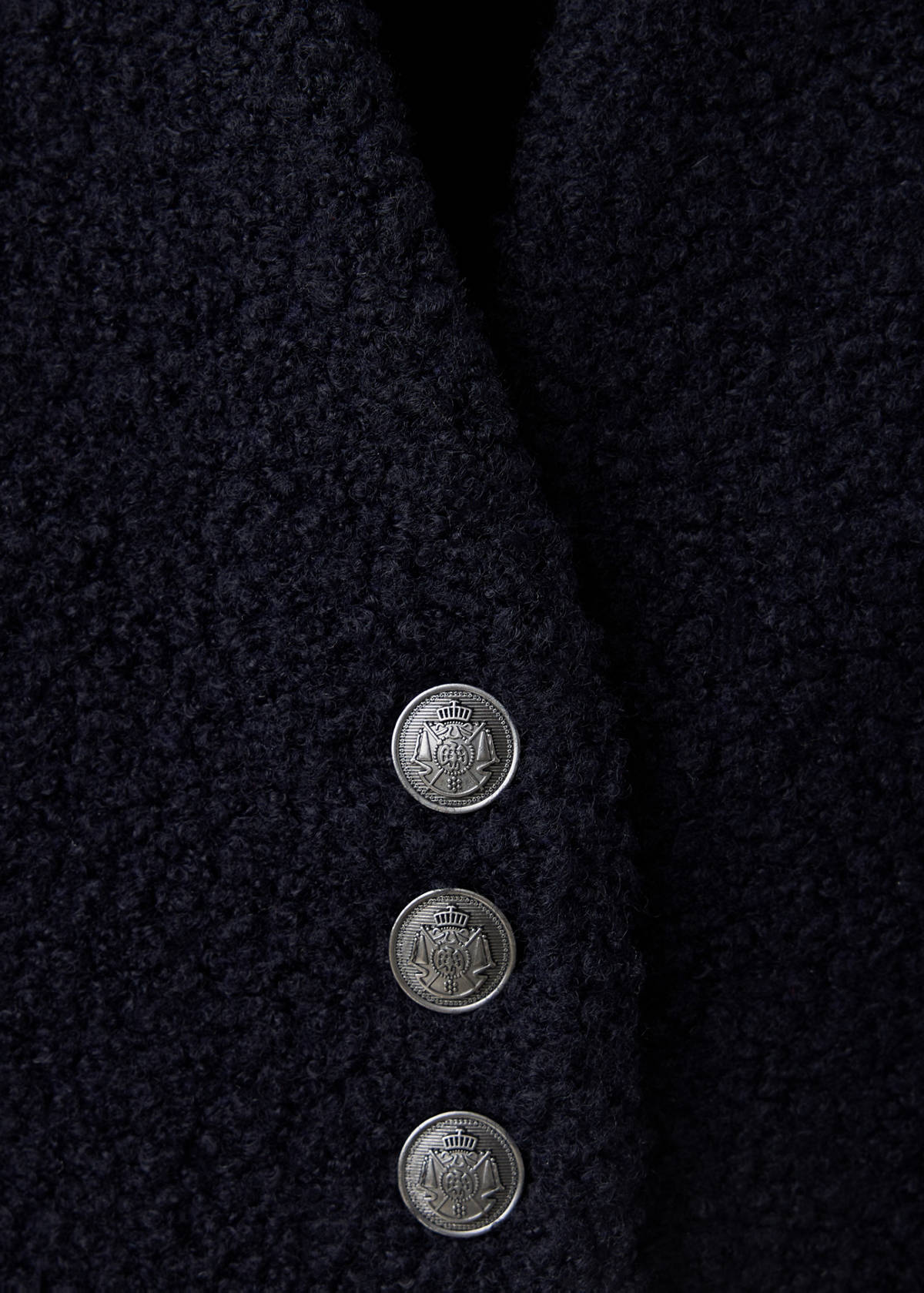 Textured jacket with jewel buttons — Navy