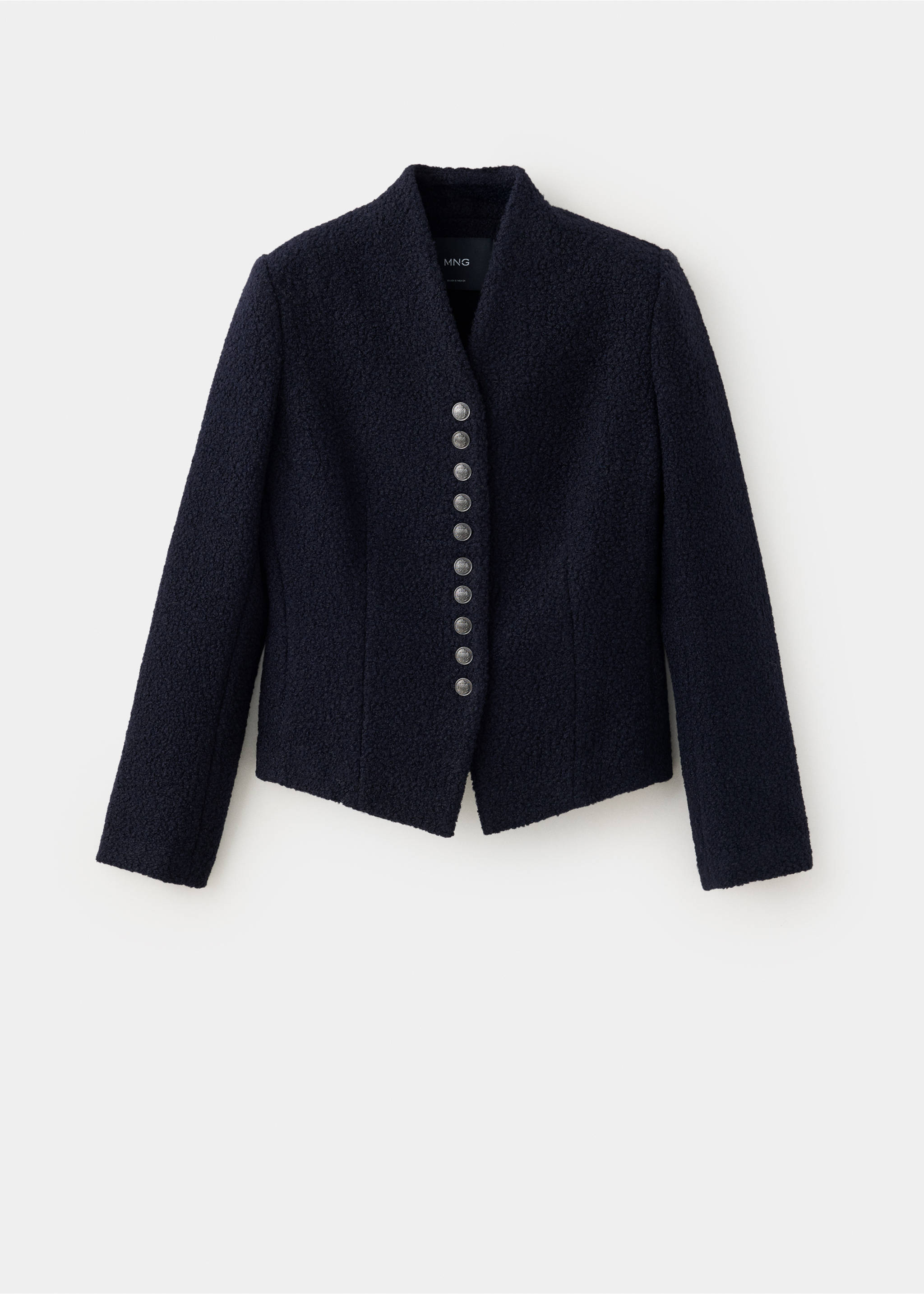 Textured jacket with jewel buttons - Article without model, Navy. Ref: 37057779-00.
