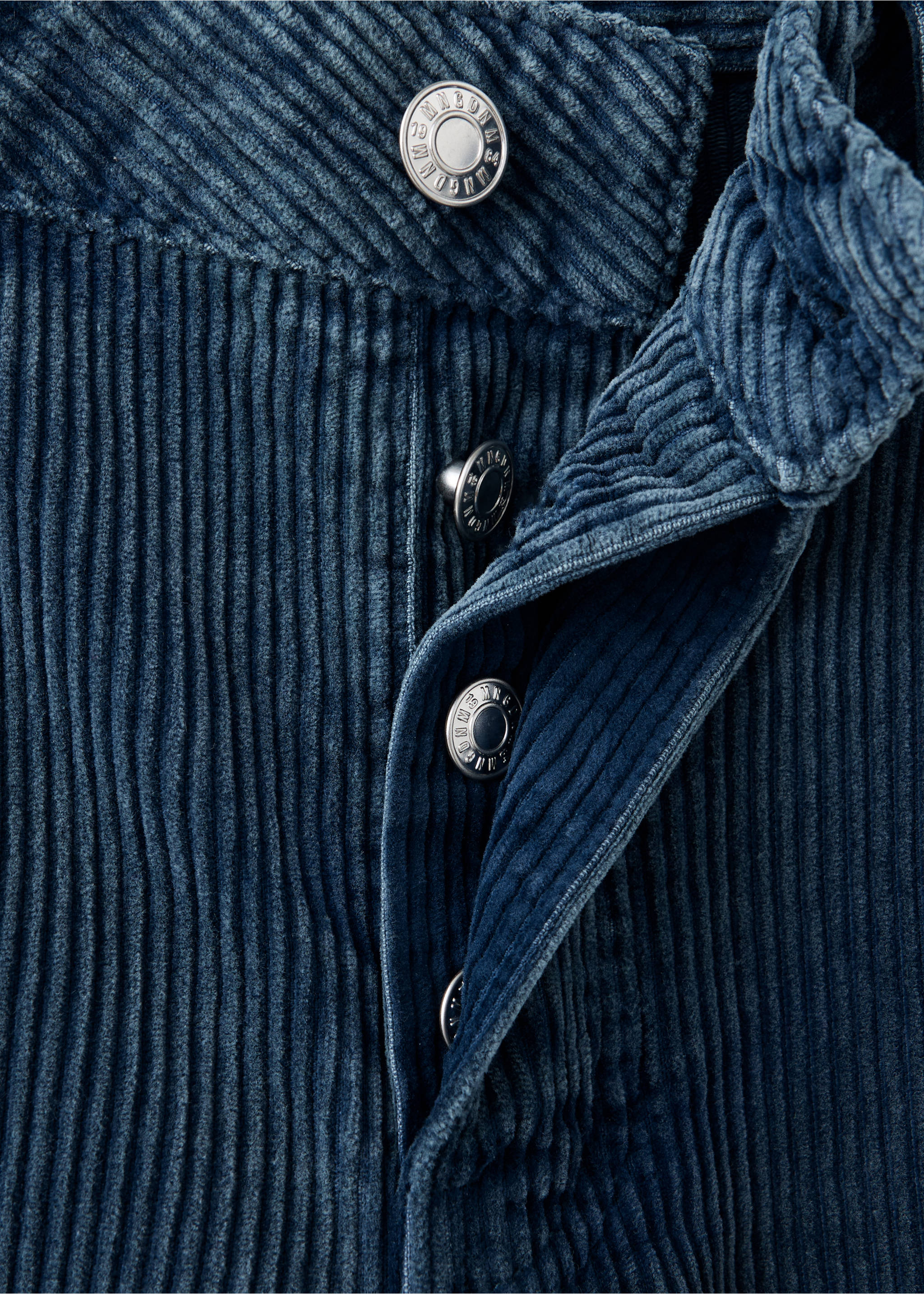 Corduroy wide-leg jeans - Details of the article 8, Blue. Ref: 37057780-00.