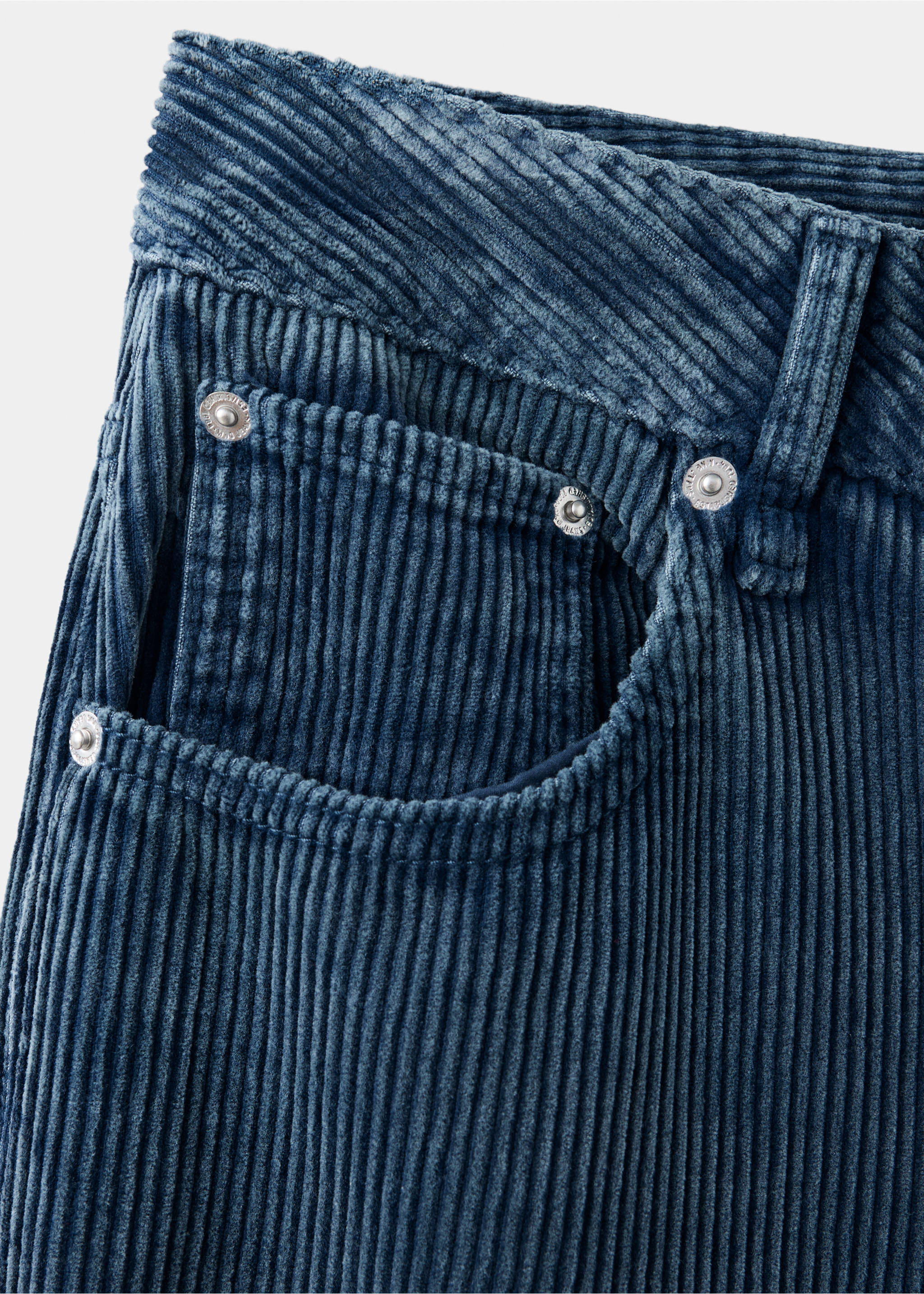 Corduroy wide-leg jeans - Details of the article 0, Blue. Ref: 37057780-00.