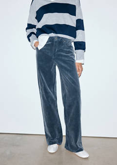 Wide leg corduroy trousers — Blue 9
