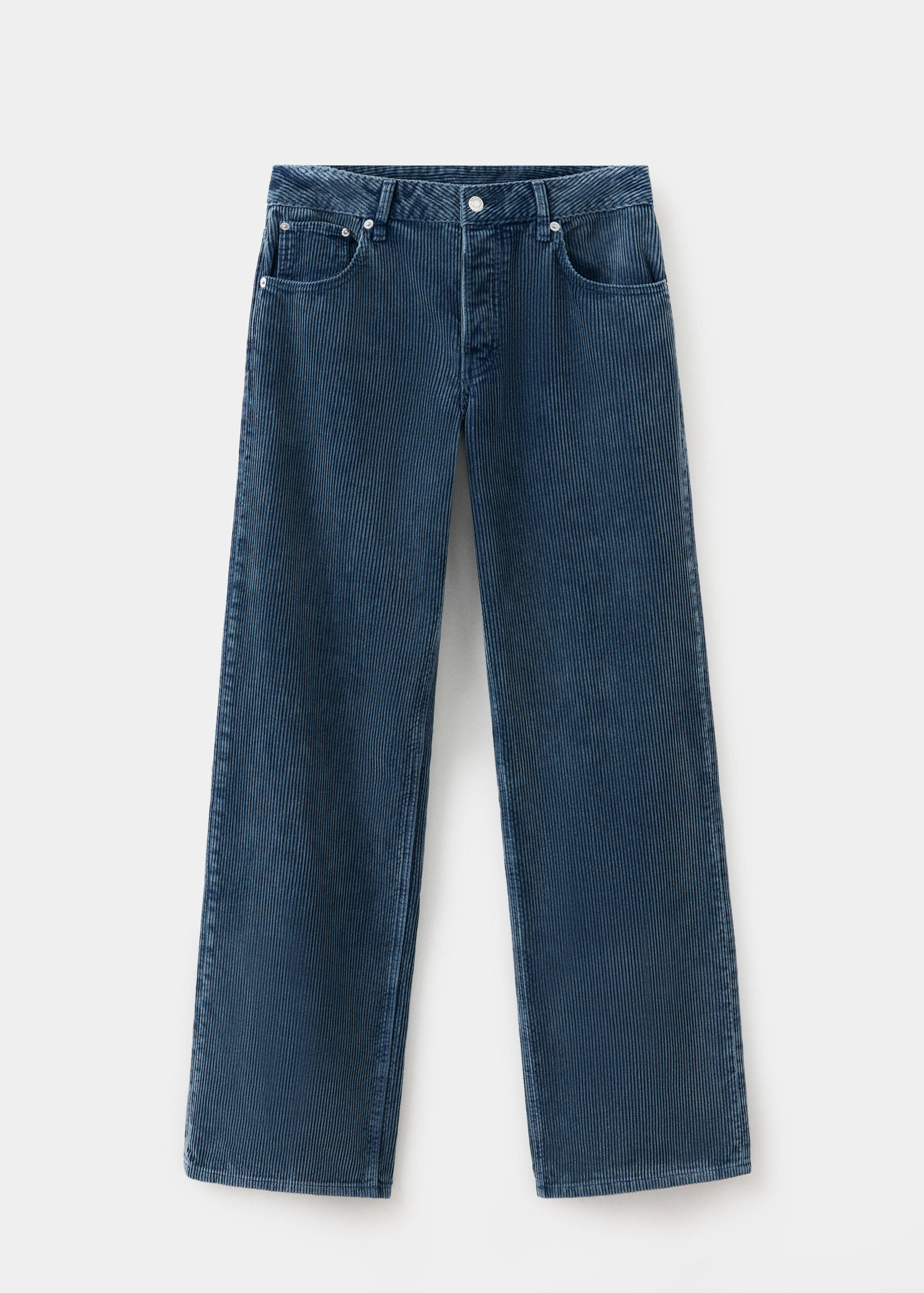 Mango Wide leg fitilli kadife jean pantolon görsel 6