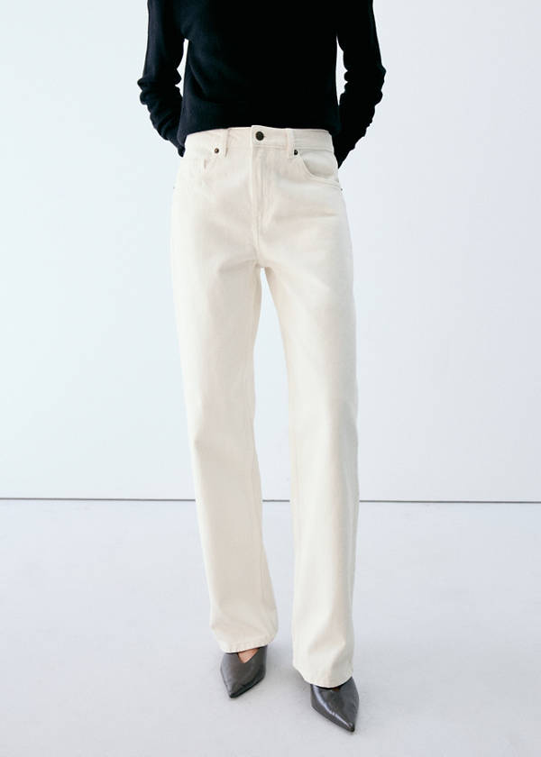 Mid-rise straight jeans — White