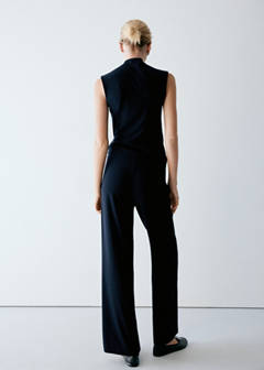 Straight-fit trousers with decorative seams — Navy 3