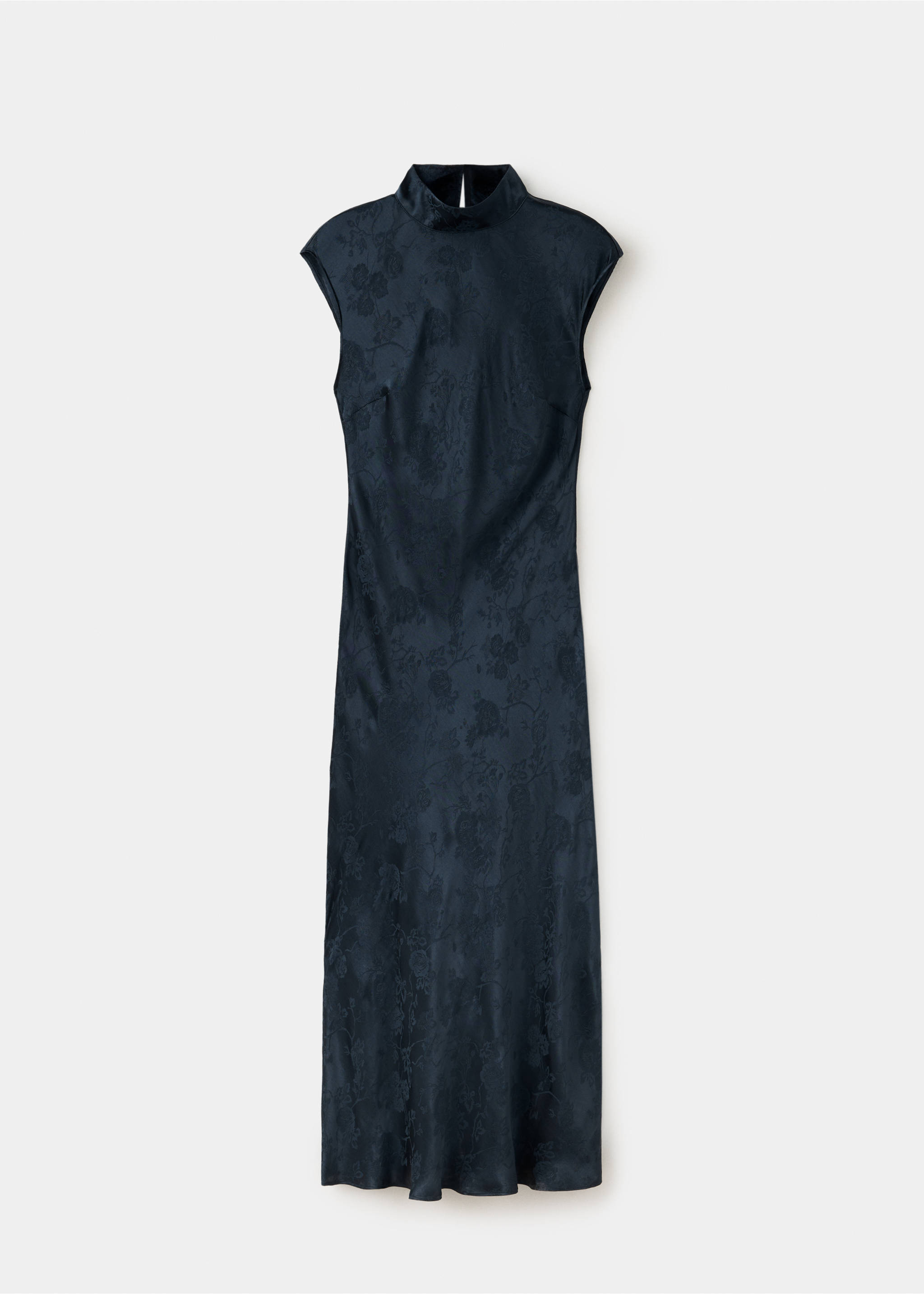 Robe jacquard à col officier - Article sans modèle, Bleu marine. Ref: 37057784-00.