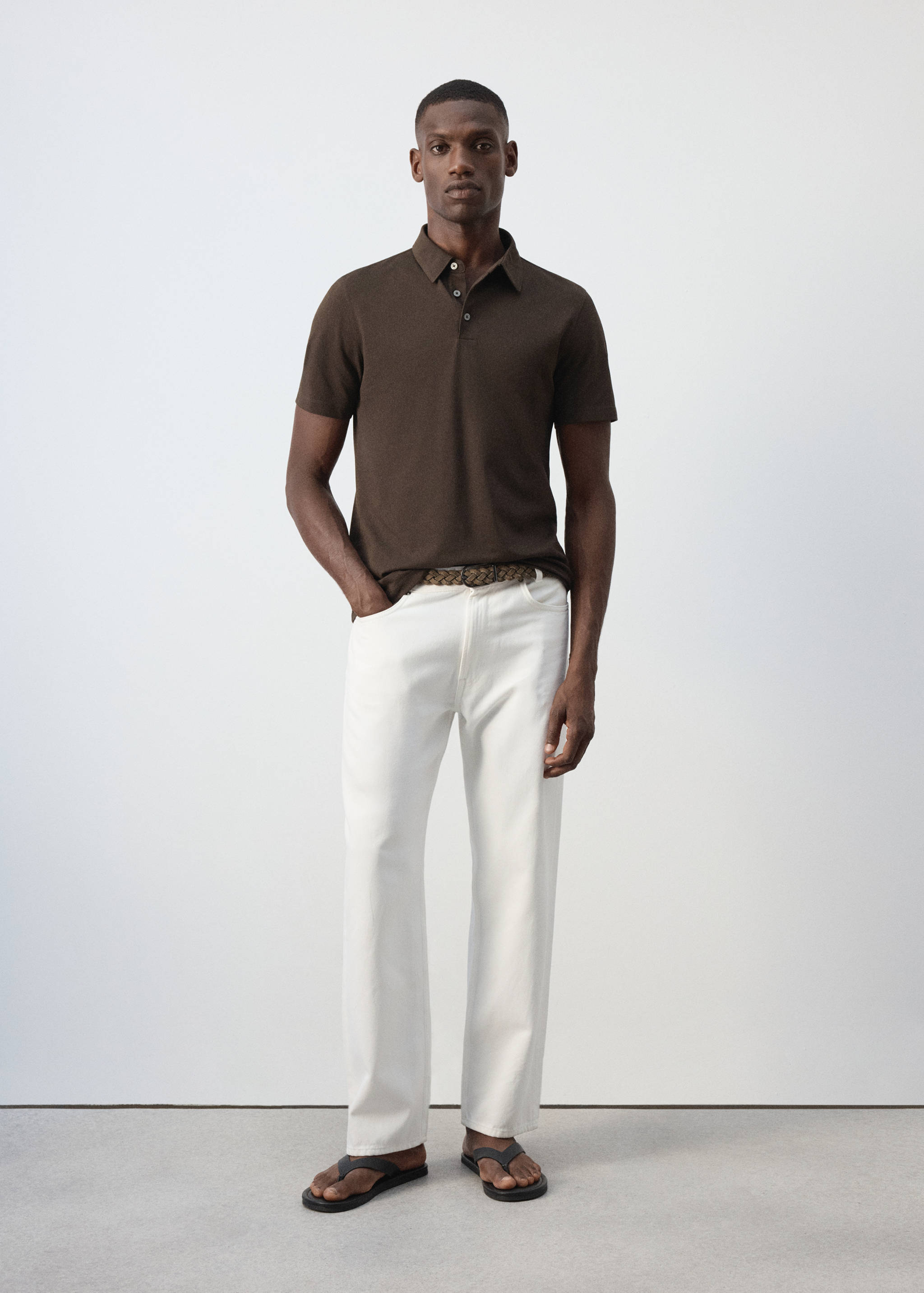Regular-fit cotton blend polo - General plane