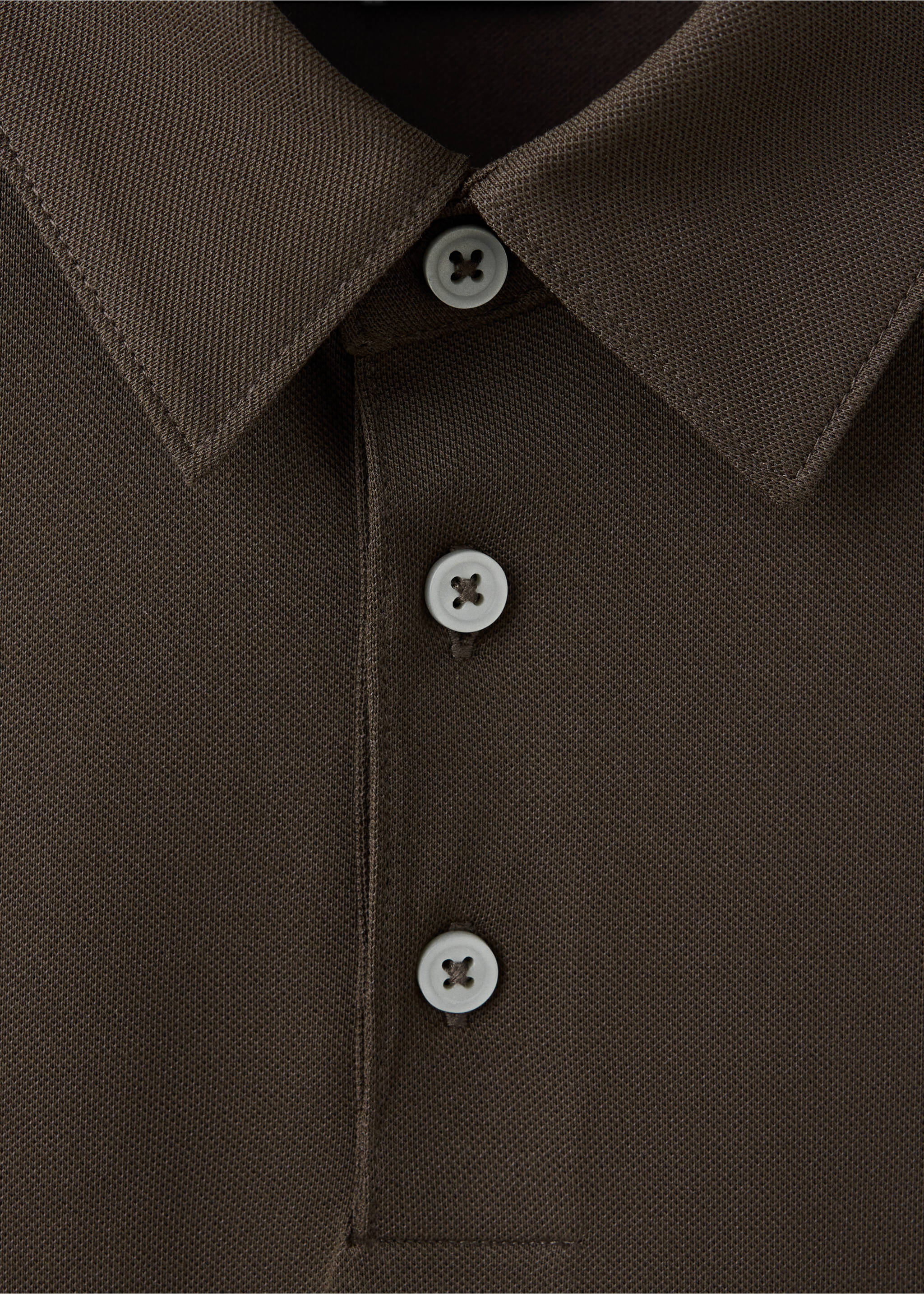 Regular-fit cotton blend polo - Details of the article 8, Chocolate. Ref: 37057790-00.