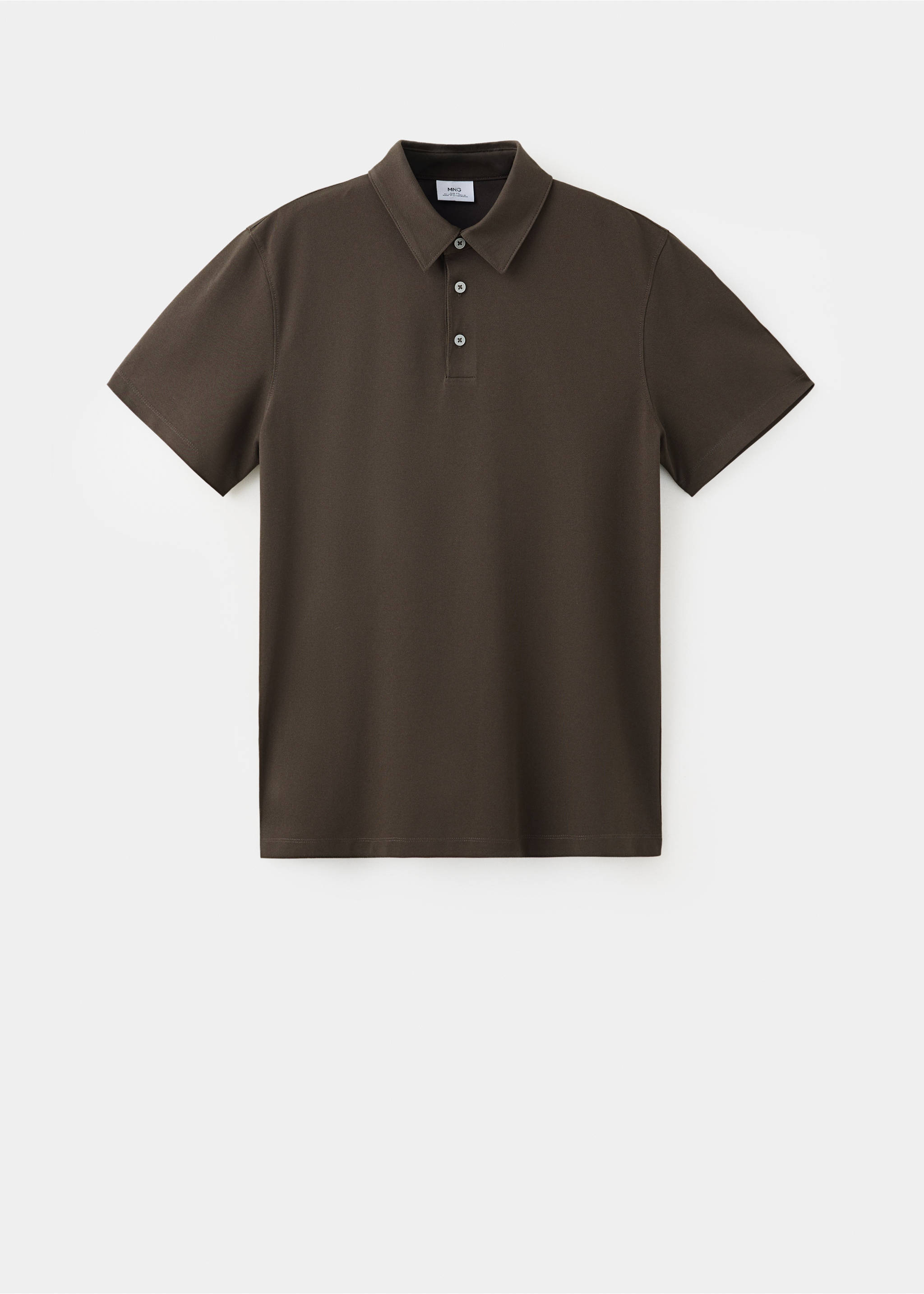Regular-fit cotton blend polo - Article without model, Chocolate. Ref: 37057790-00.