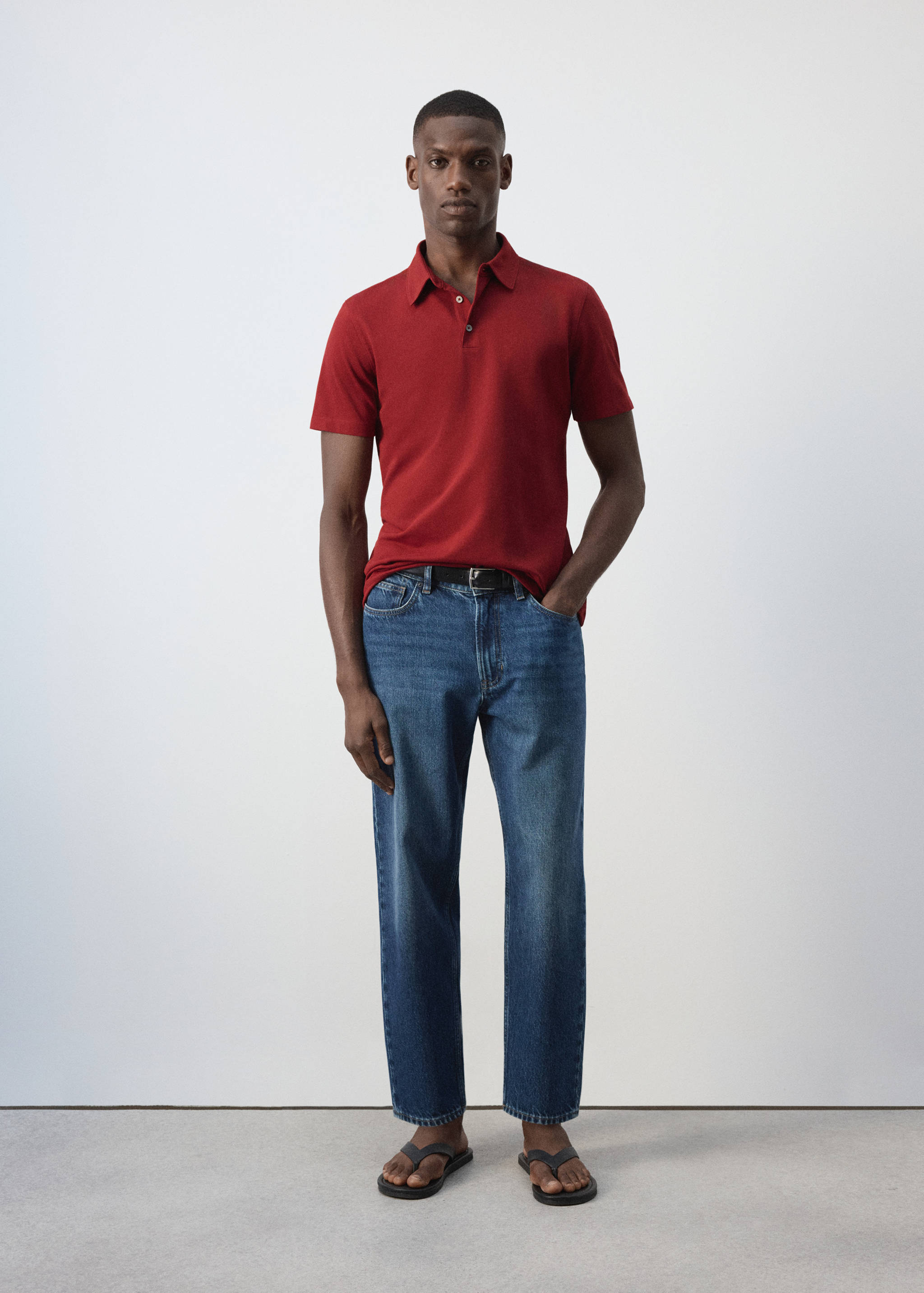 Regular-fit cotton blend polo - General plane