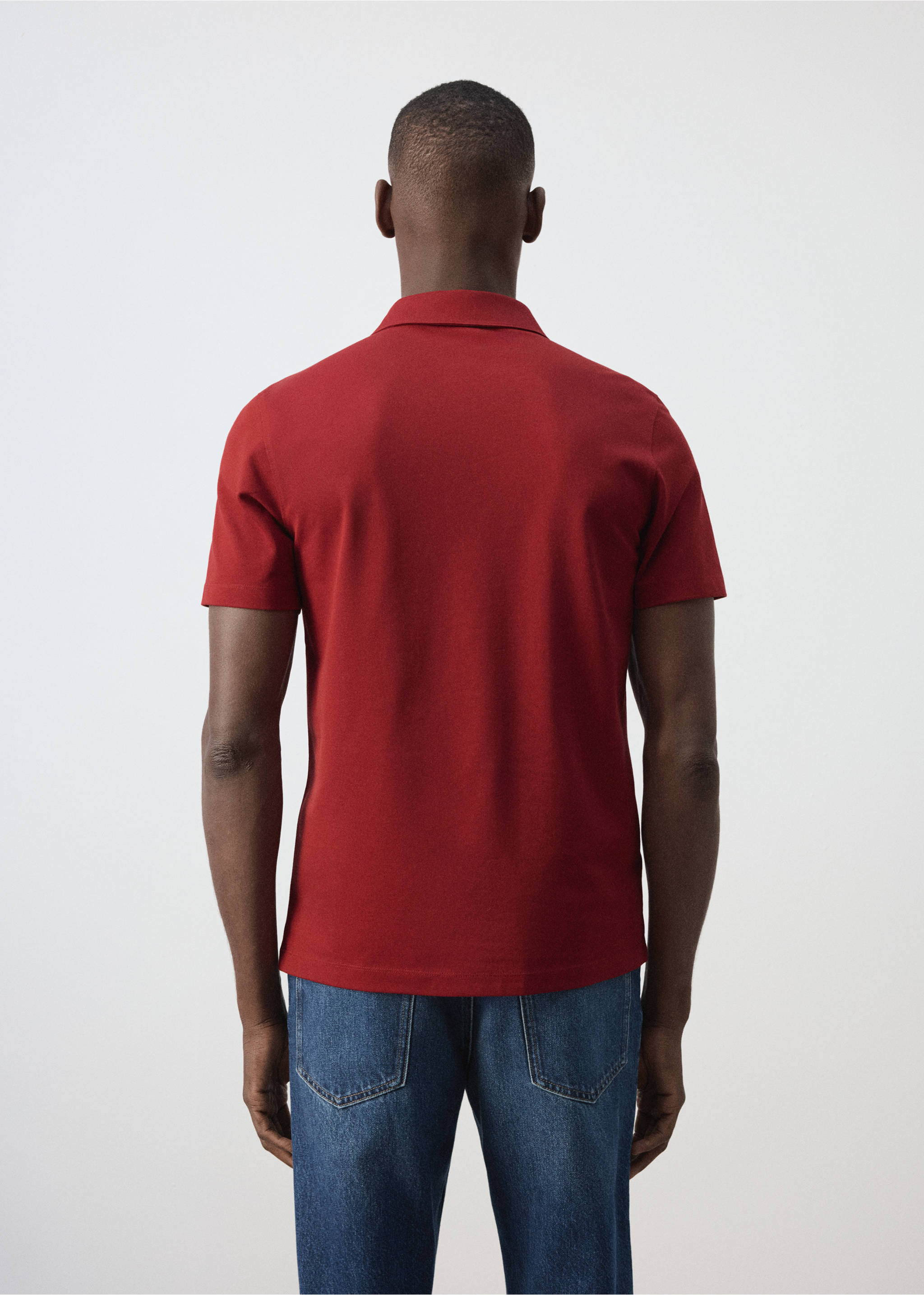 Regular-fit cotton blend polo - Reverse of the article, Medium Red. Ref: 37057790-00.