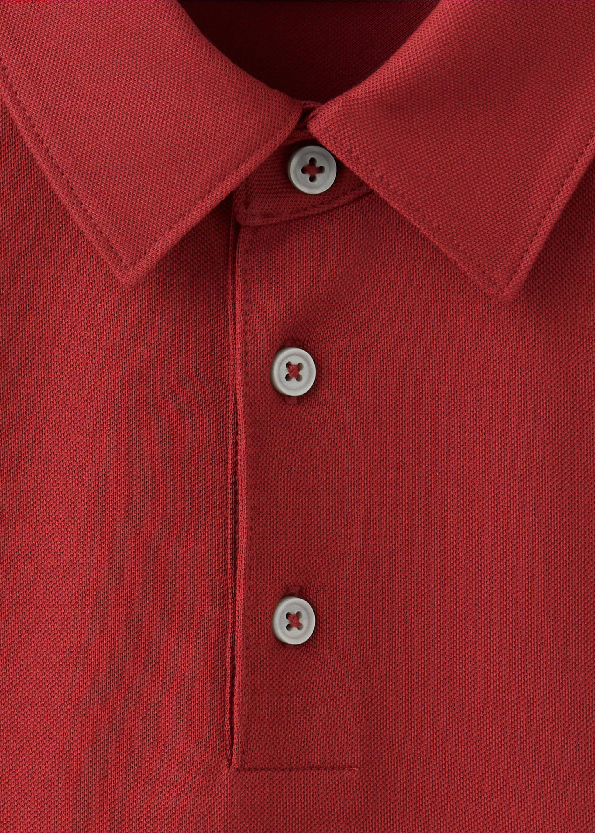 Regular-fit cotton blend polo - Details of the article 8, Medium Red. Ref: 37057790-00.