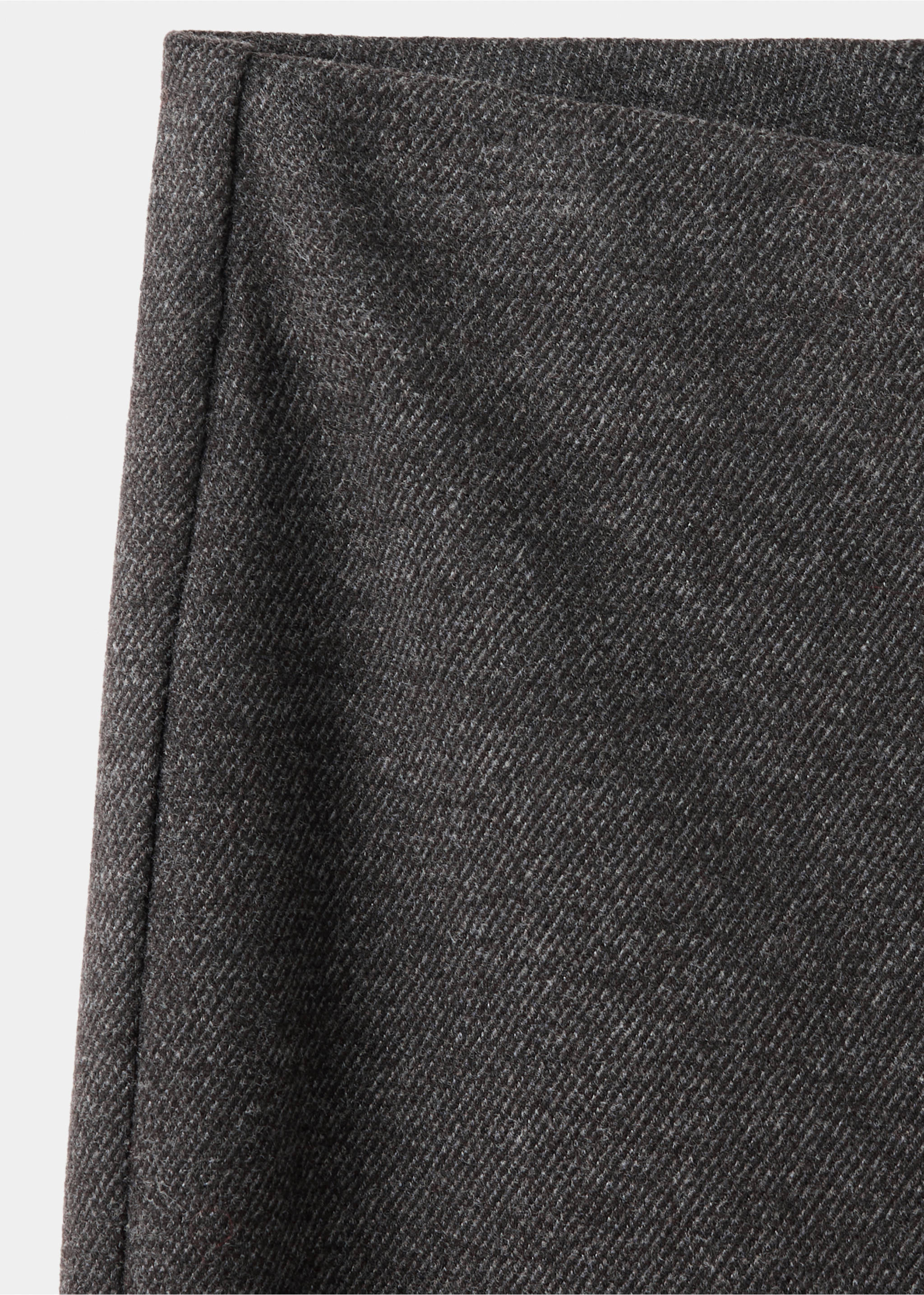 Close-up of grey trousers with a textured twill weave., Grey. Ref: 37057792-00.