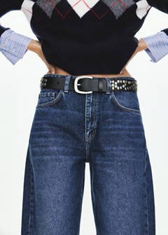 Studded leather belt — Black 1