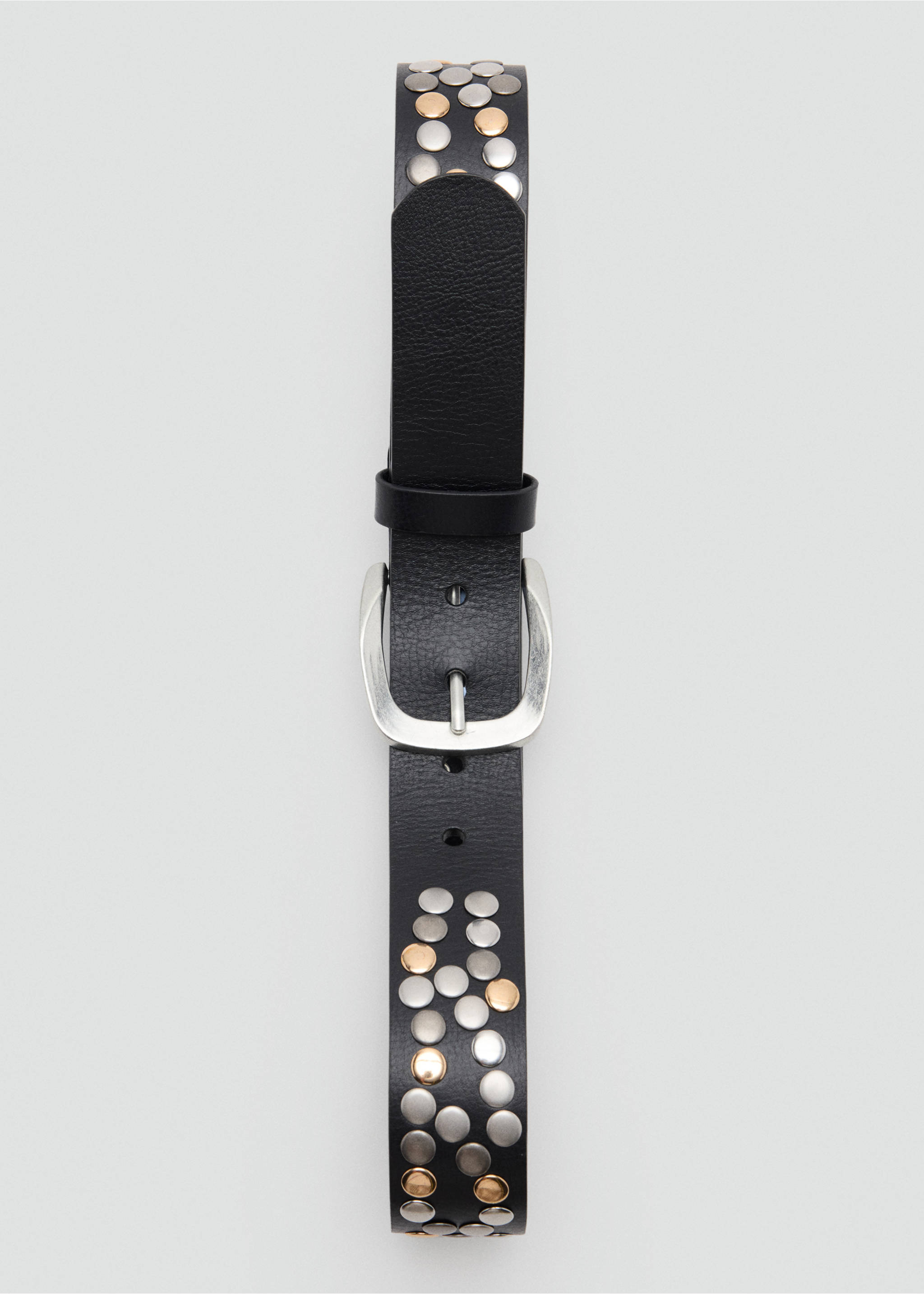 Studded leather belt - Details of the article 2, Black. Ref: 37057793-00.