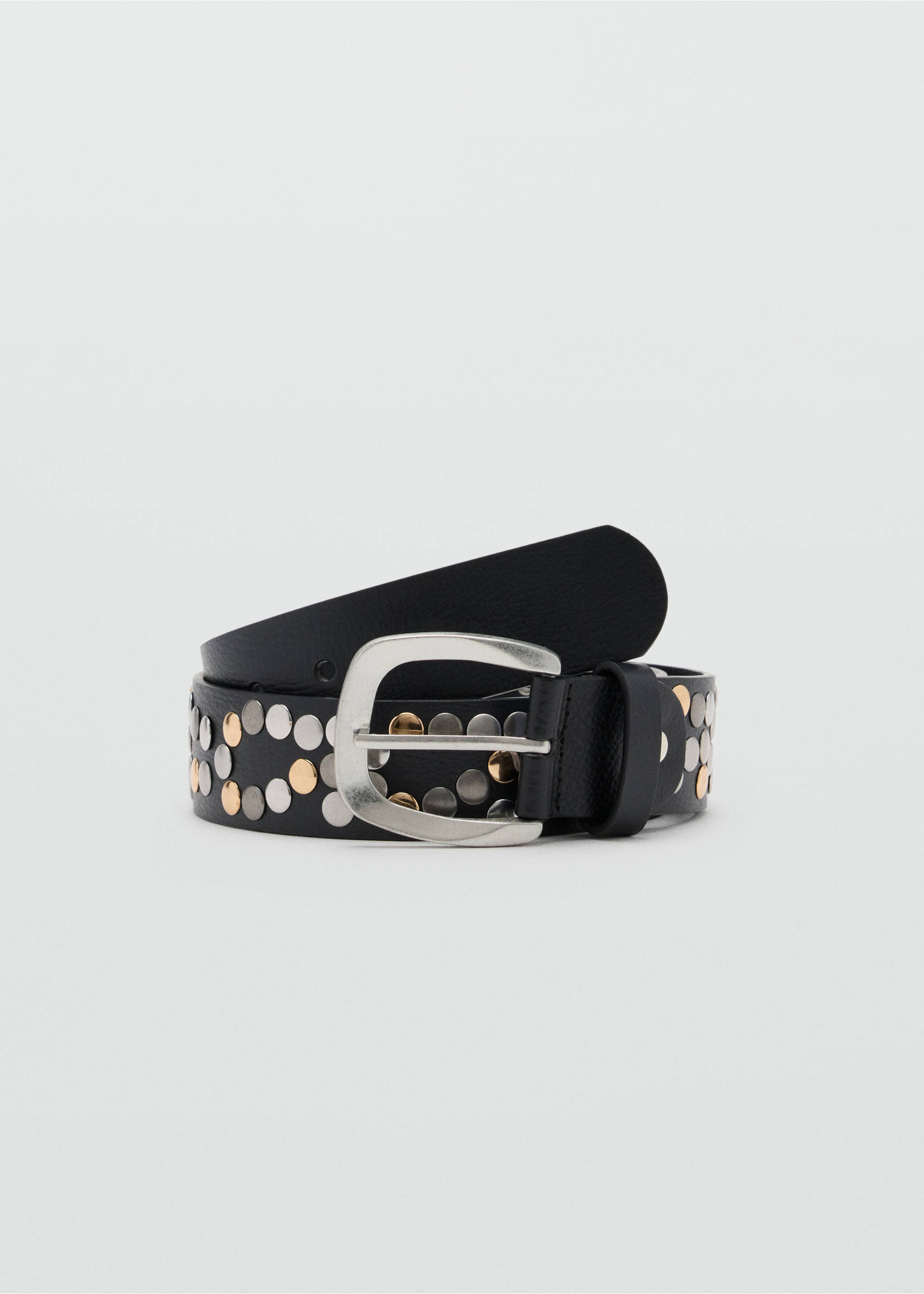Studded leather belt - Article without model, Black. Ref: 37057793-00.