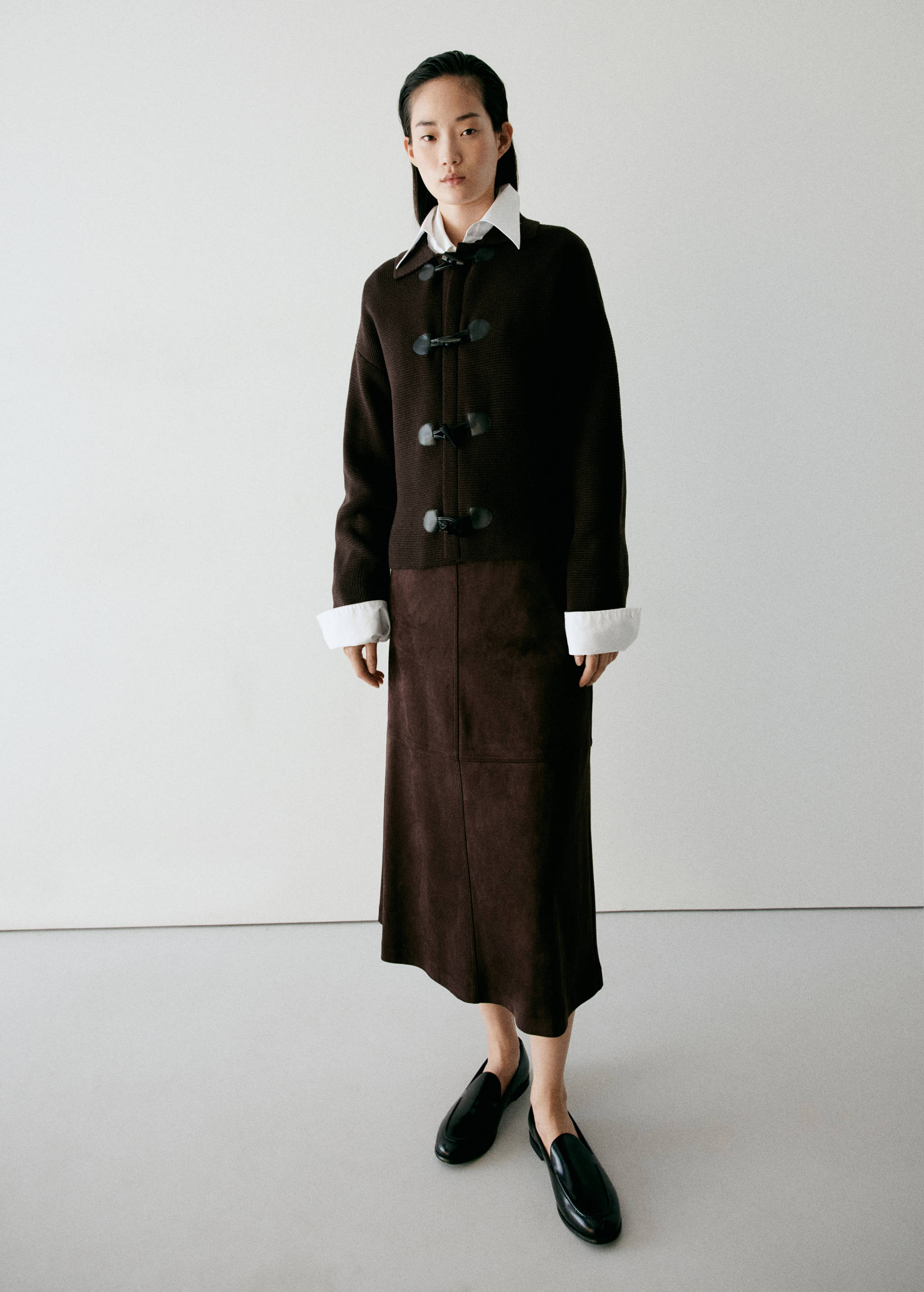 Faux-suede midi skirt - General plane