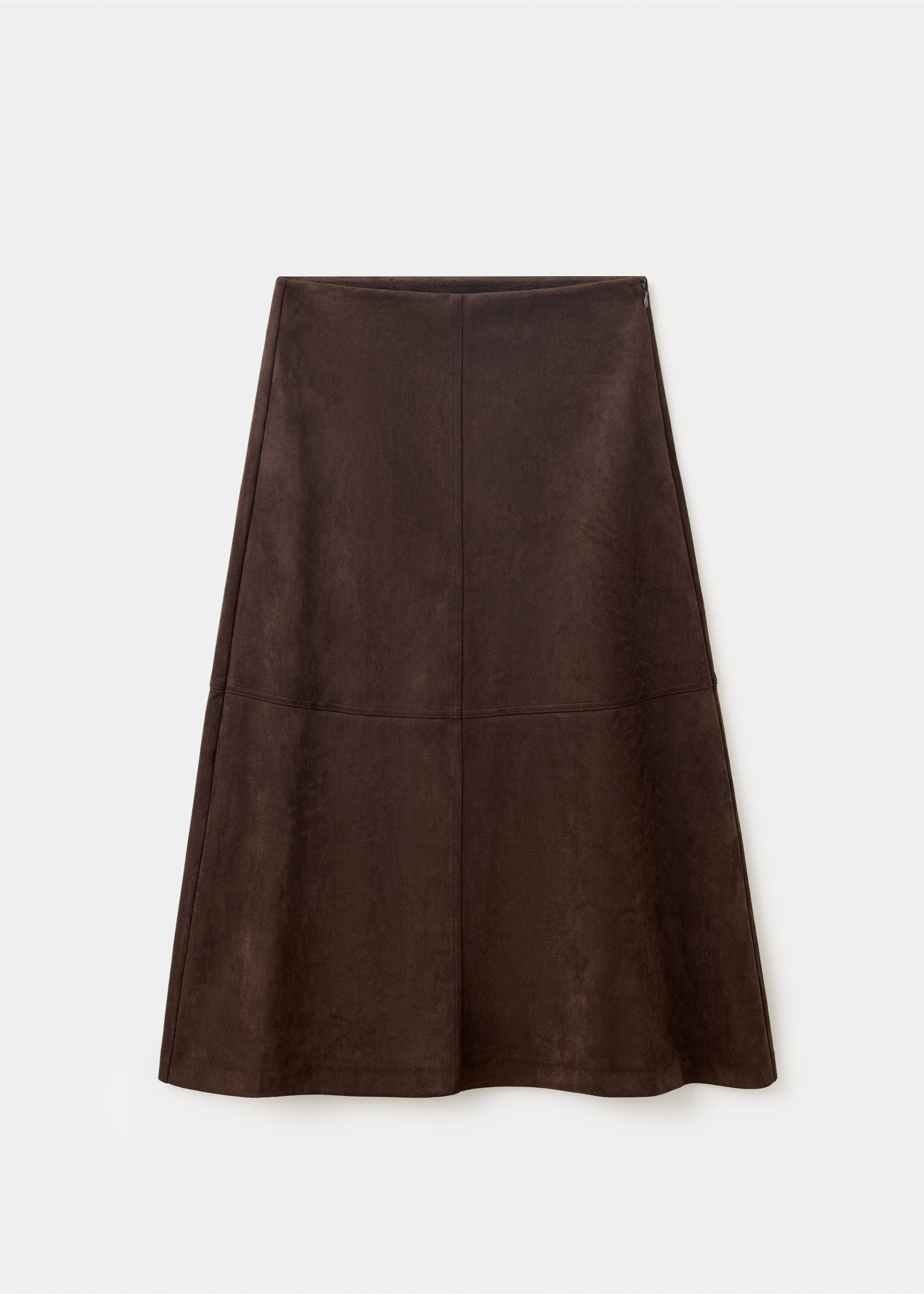 Faux-leather midi-skirt - Article without model, Chocolate. Ref: 37057794-00.