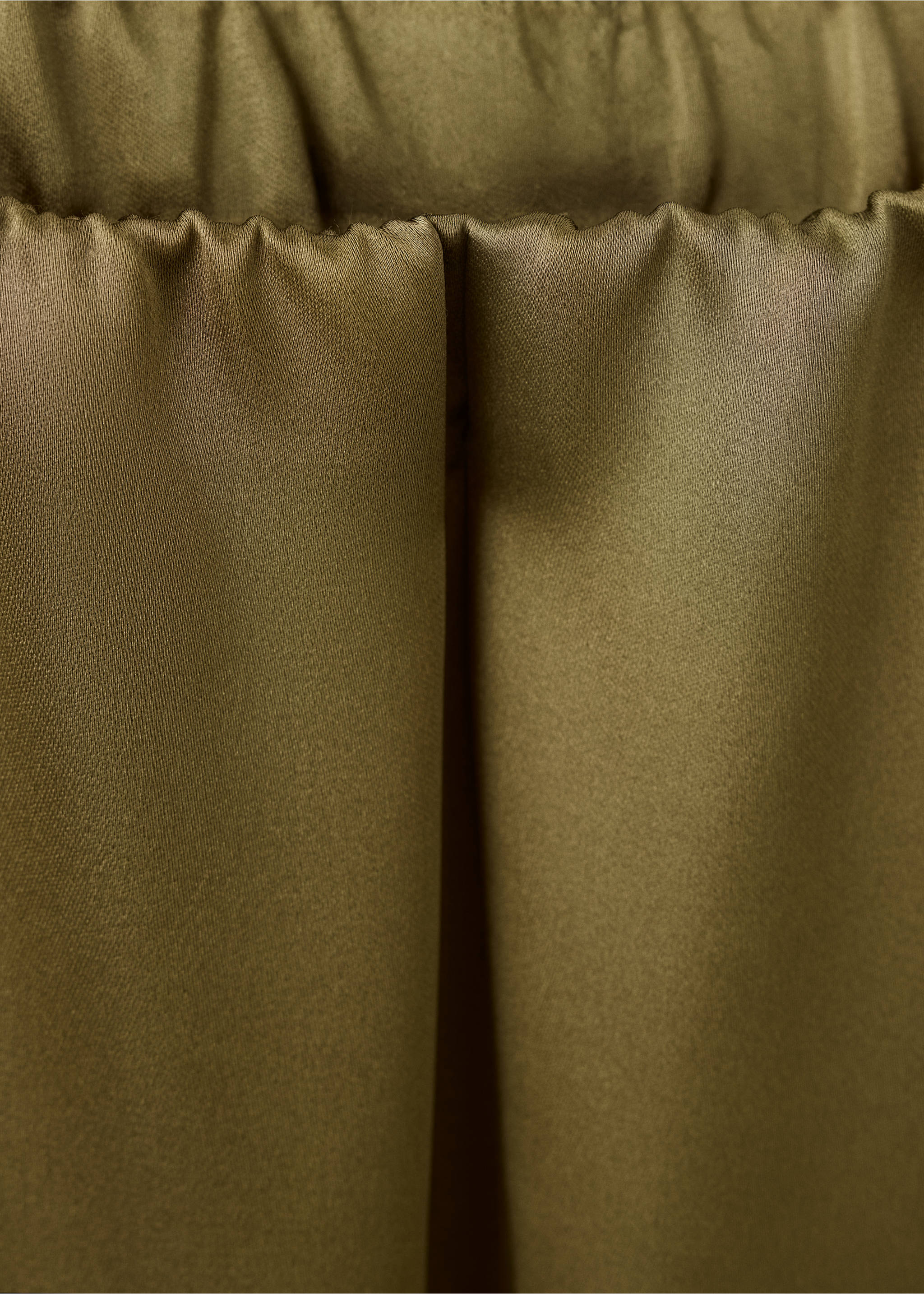 Satin straight-fit trousers - Details of the article 8, Khaki. Ref: 37057805-00.